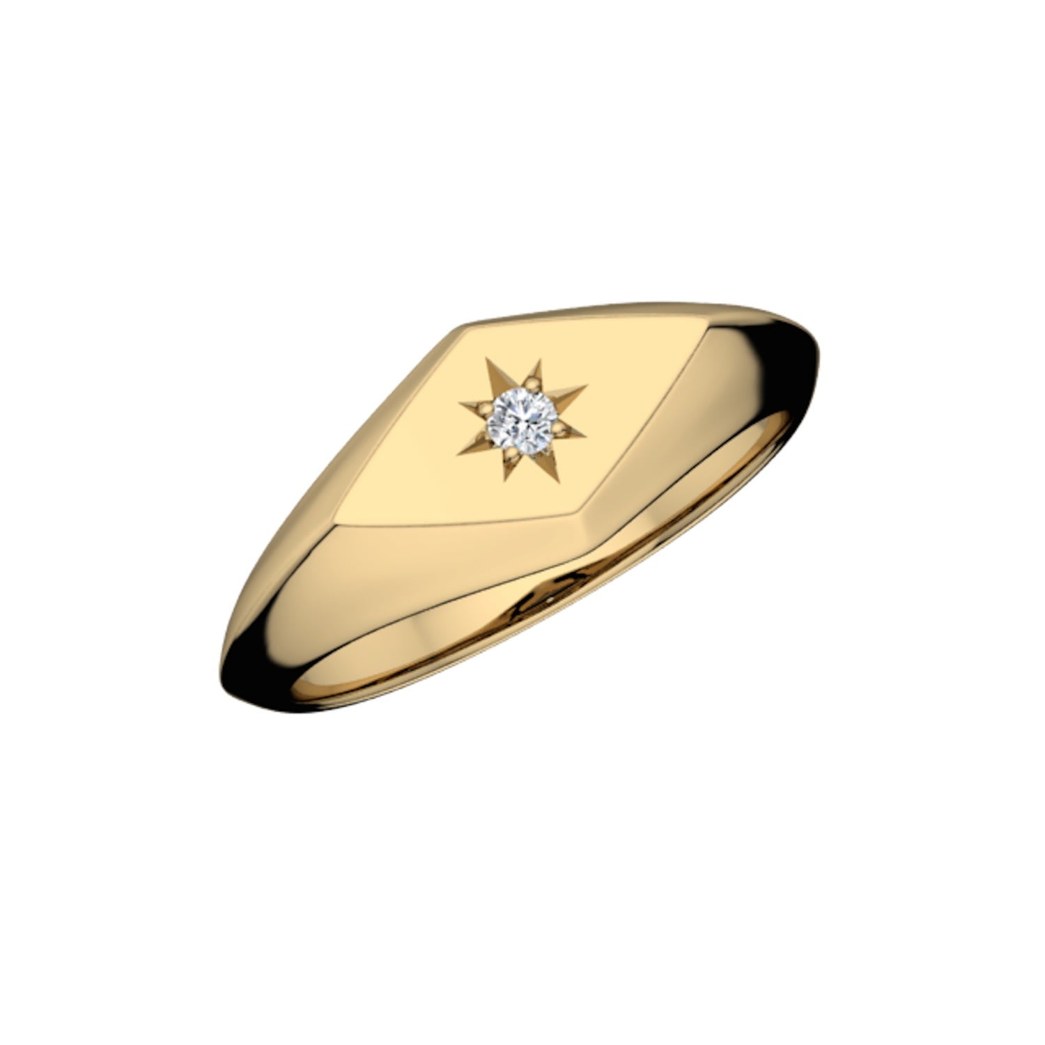 14K Gold & Diamond Starbust Ring Yellow Gold