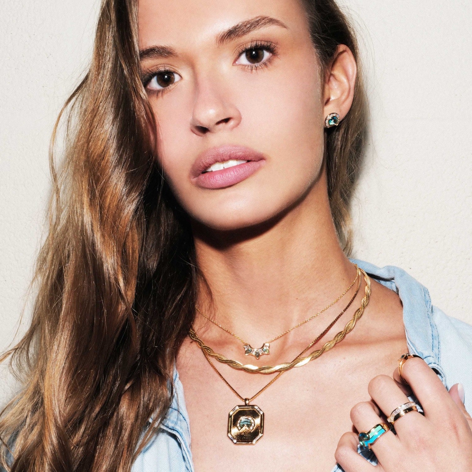 Daybreak Medallion Necklace- Sky