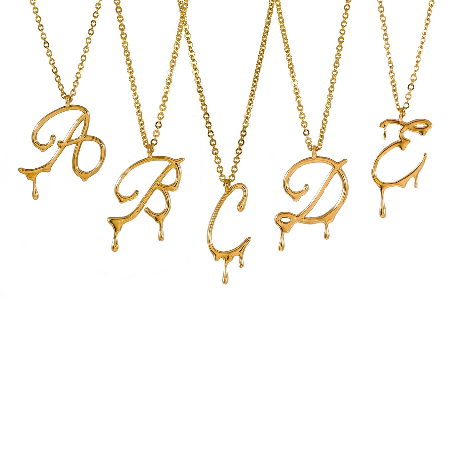 Dripping Initial Pendant Gold Vermeil Necklace