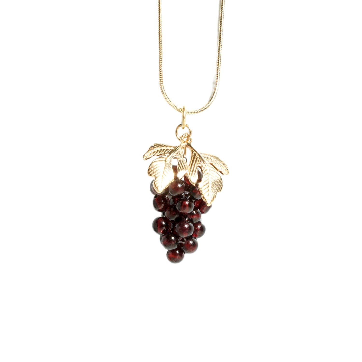 Very Grapeful Gemstone Grape Pendant Necklace - Natural Red Garnet