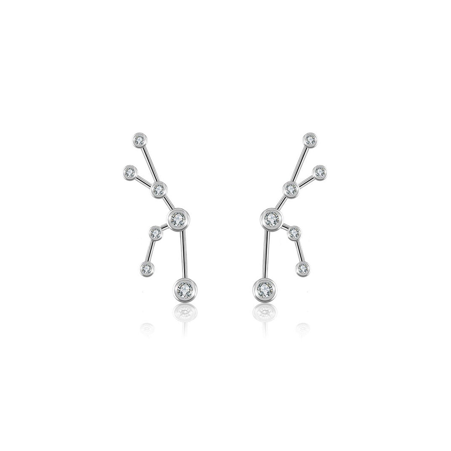 Taurus Zodiac Constellation Earring 18K White Gold & Diamond