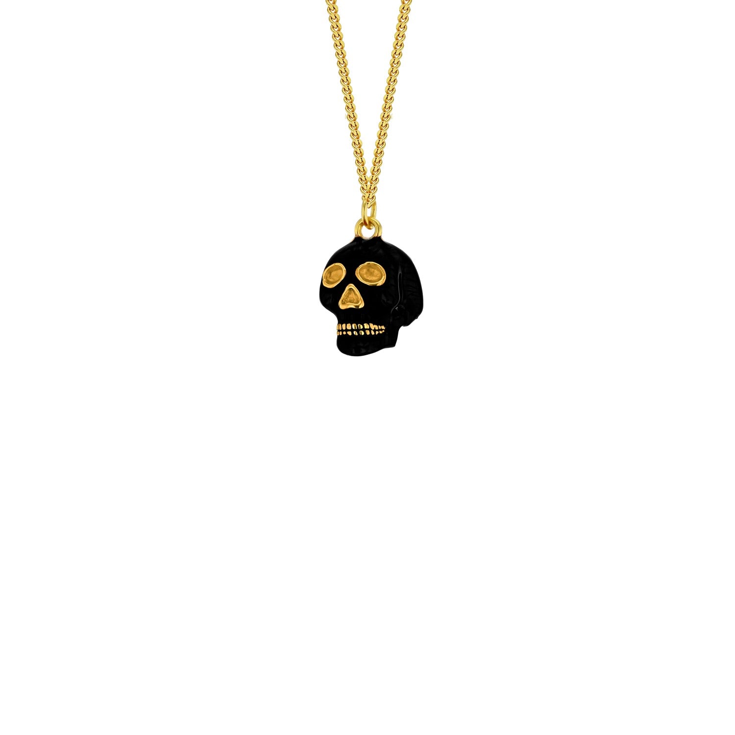 Black & Gold Plated Mini Skull On Gold Hoop