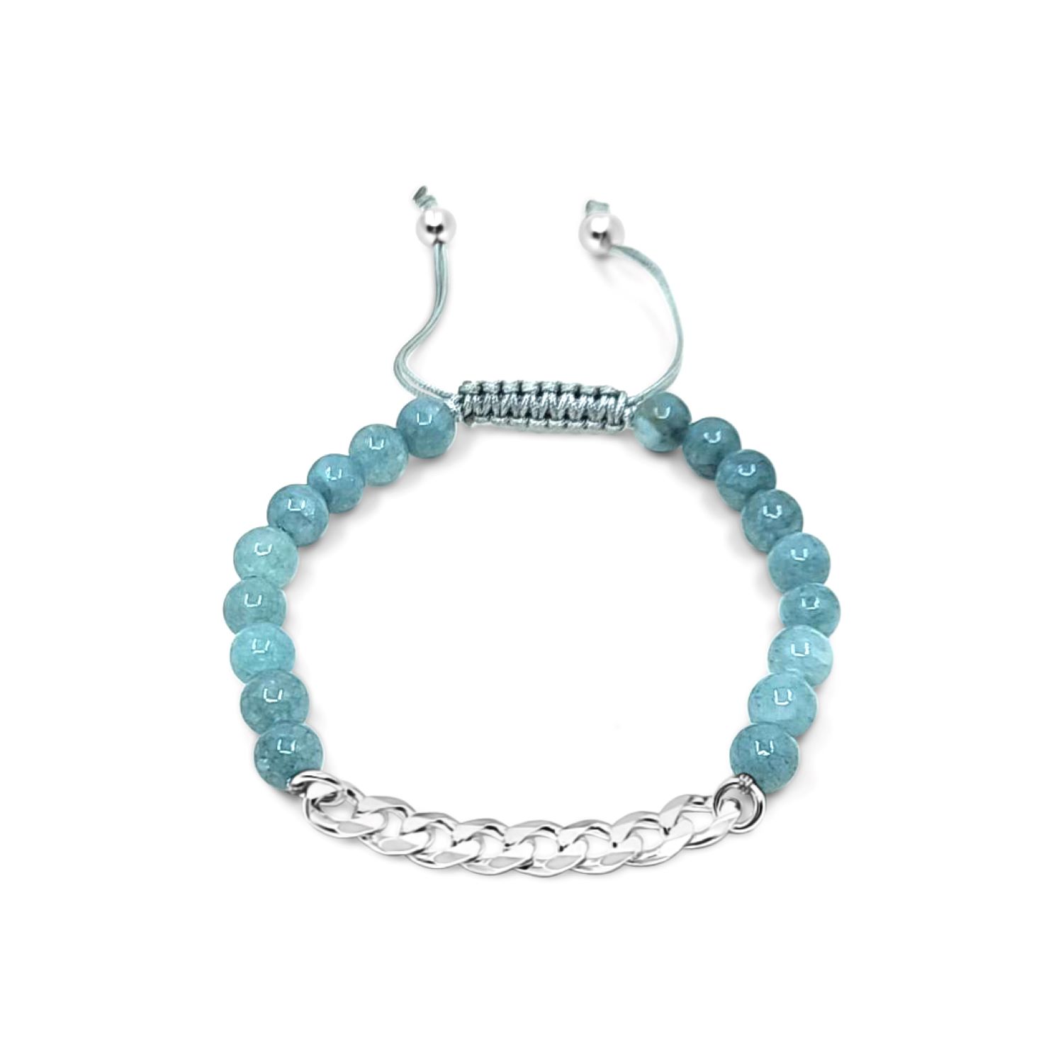 Jade Imitation Amazonite Beads With Curb Chain Bracelet
