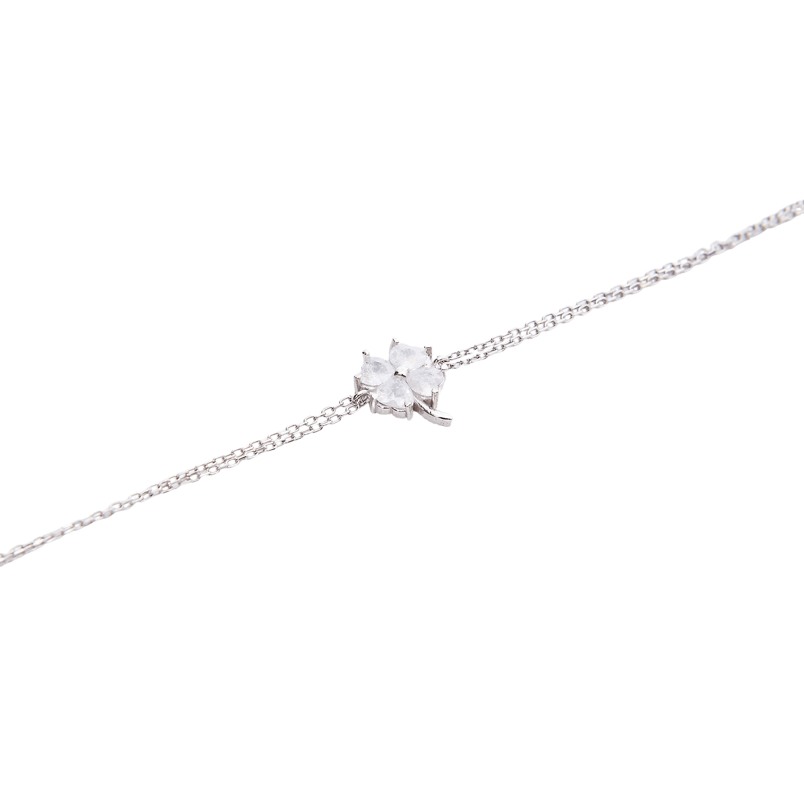 Sterling Silver Clover Bracelet - White - Silver