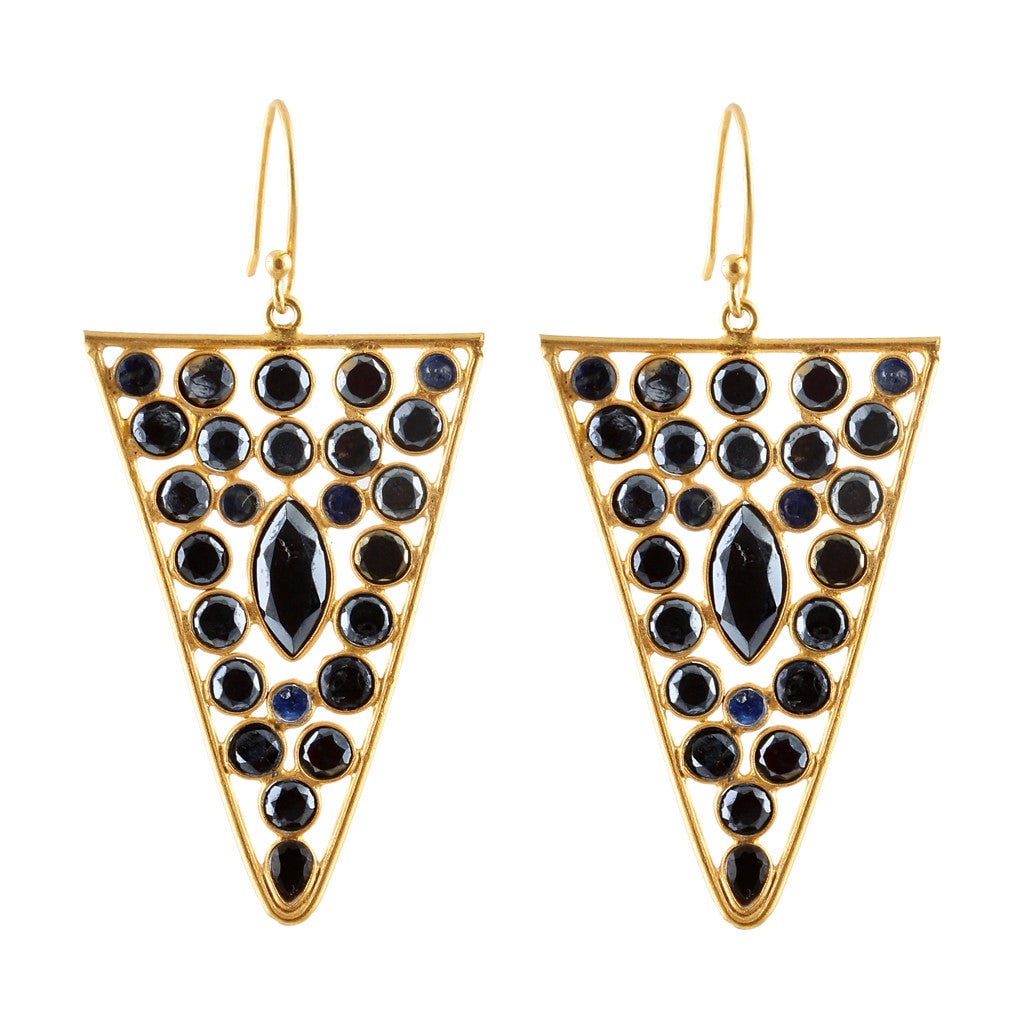 Jali Shard Cocktail Earrings - Black Pyrite