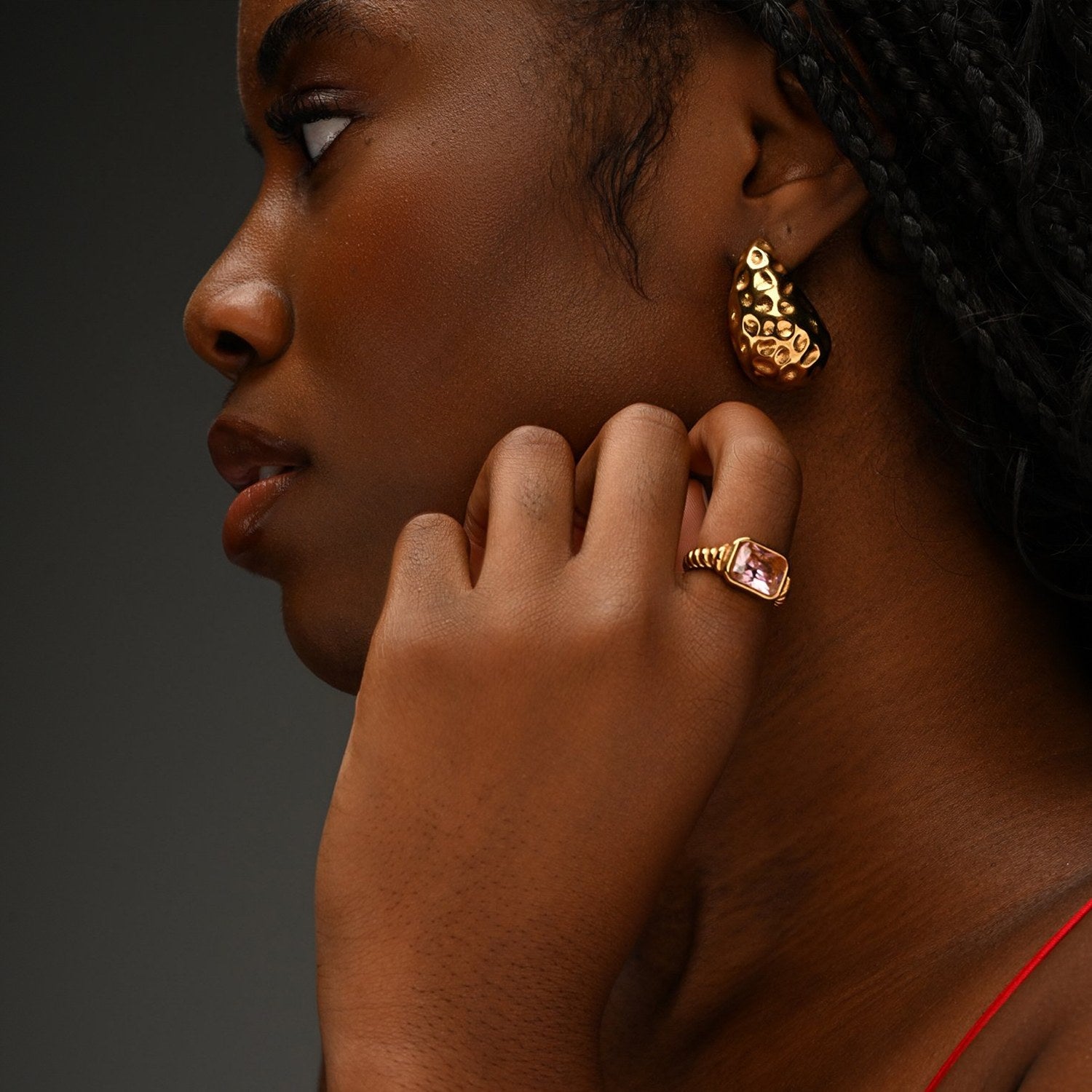 Jamelia Gold Pear Drop Earrings