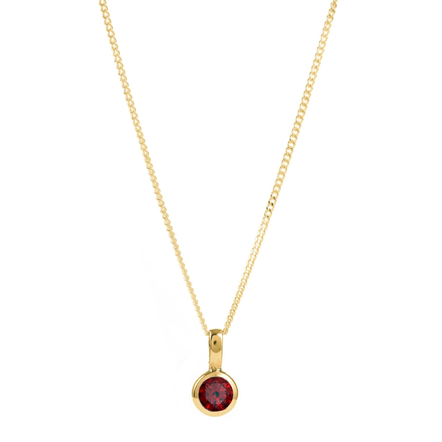 January Birthstone Charm Gold Necklace - Garnet