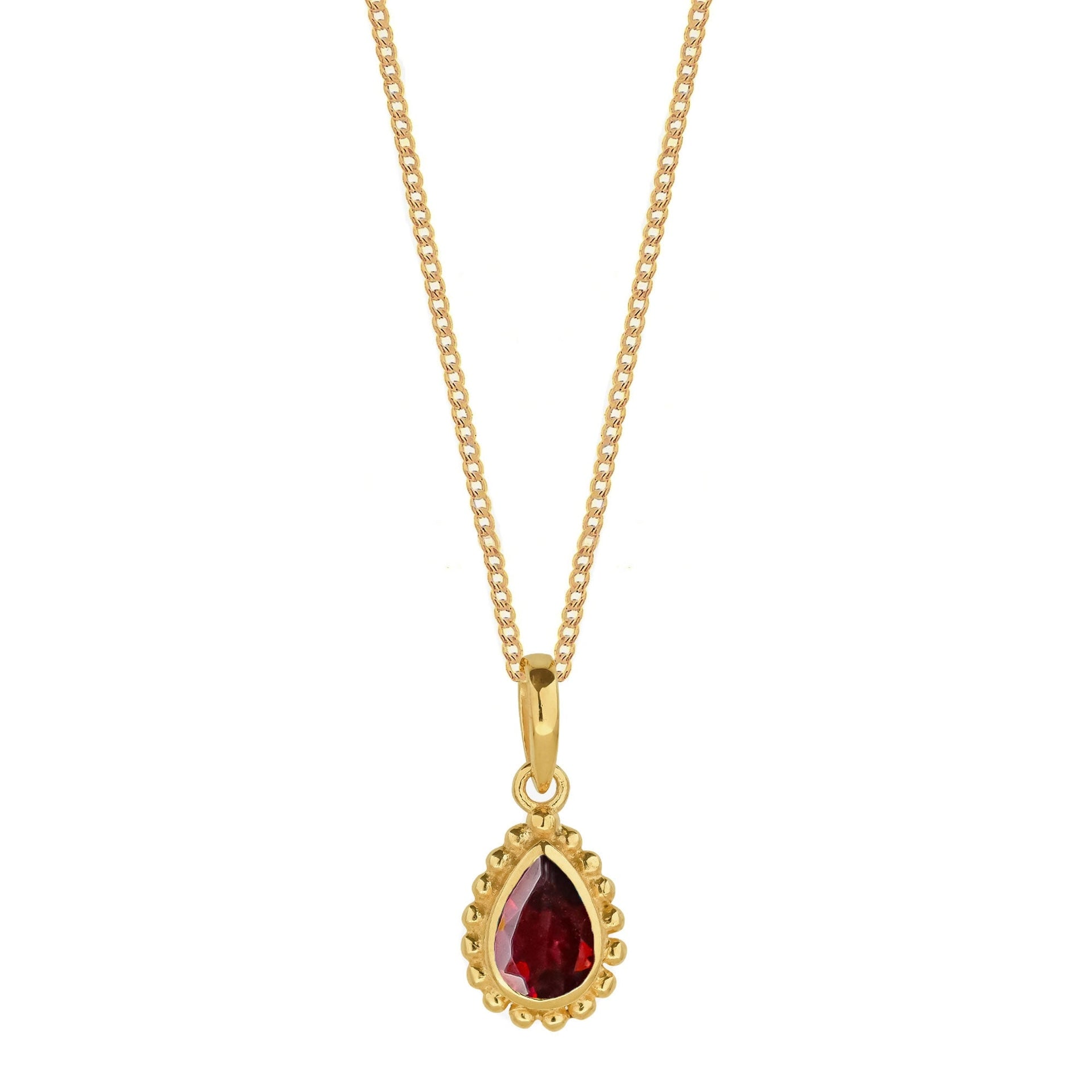 January Birthstone Gold Necklace - Garnet