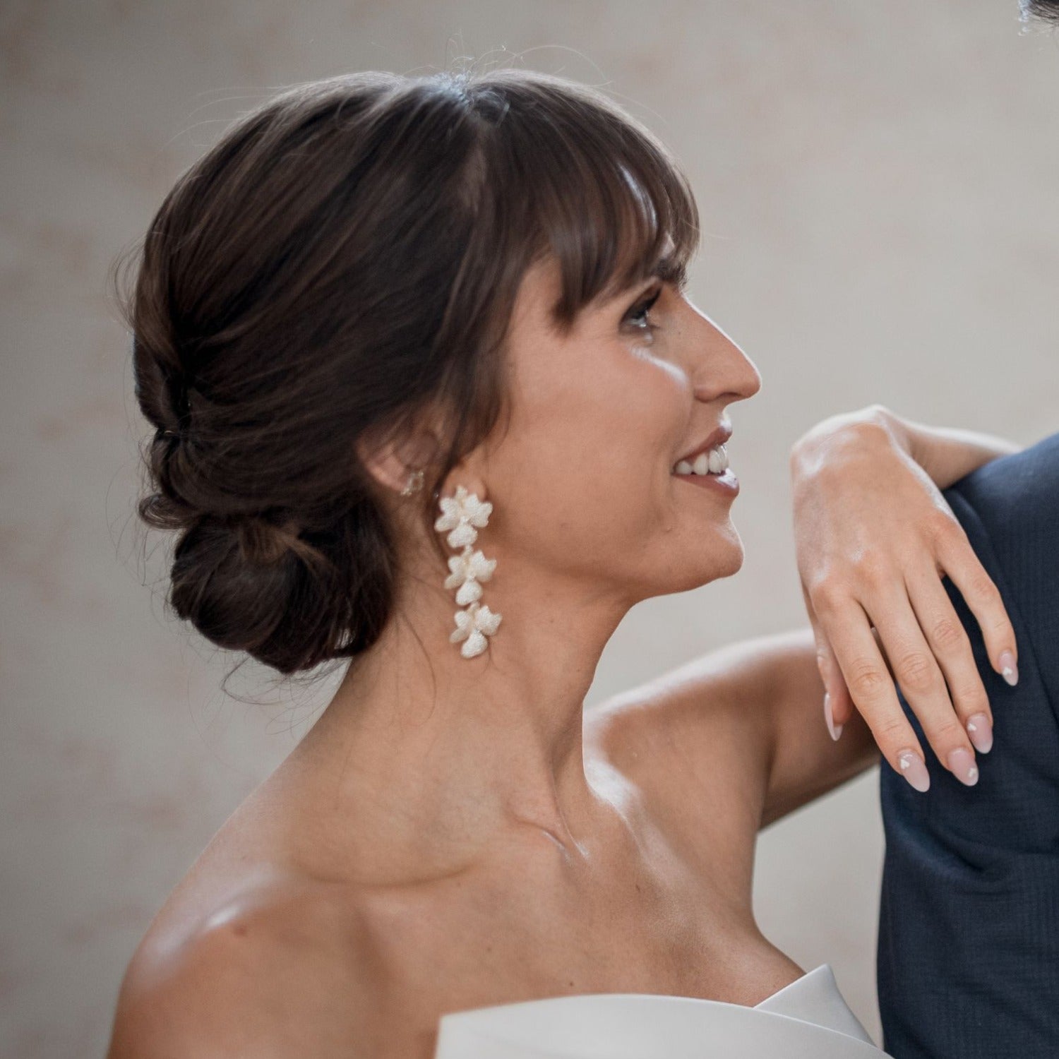 Jasmine Flower Triple Drop Earrings Gold