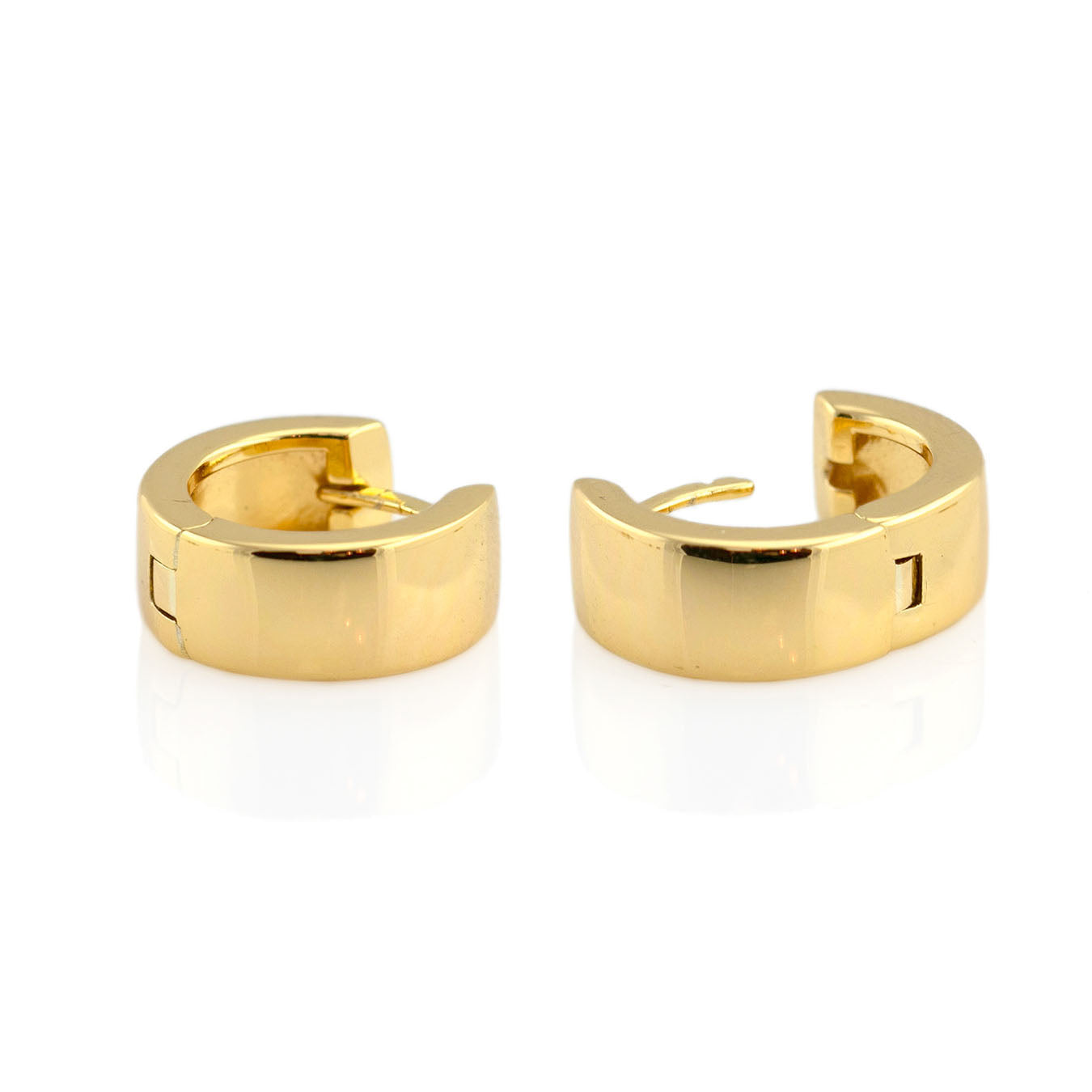 Wide Hinged Huggie Hoop Earrings Gold Vermeil