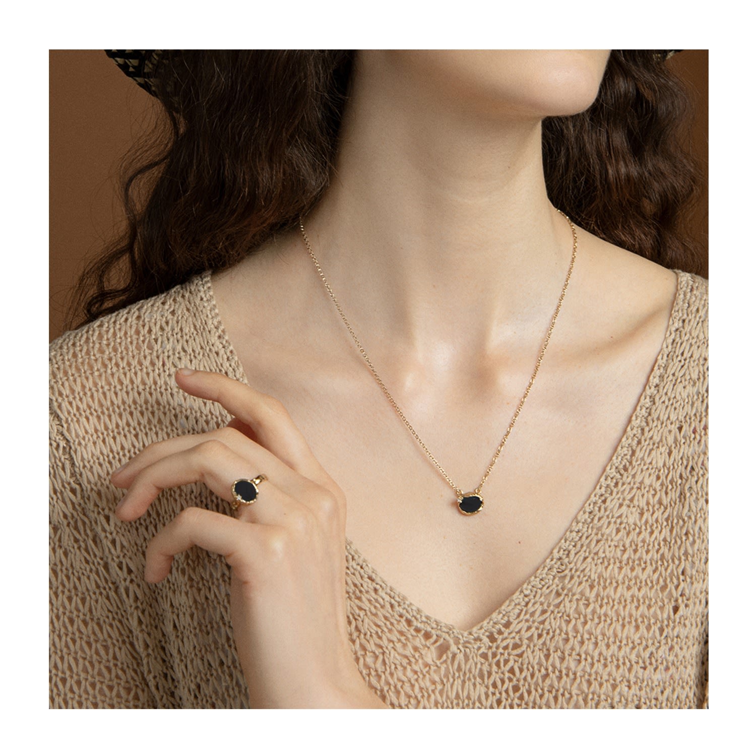 Ad Astra Gold-Plated Onyx Necklace