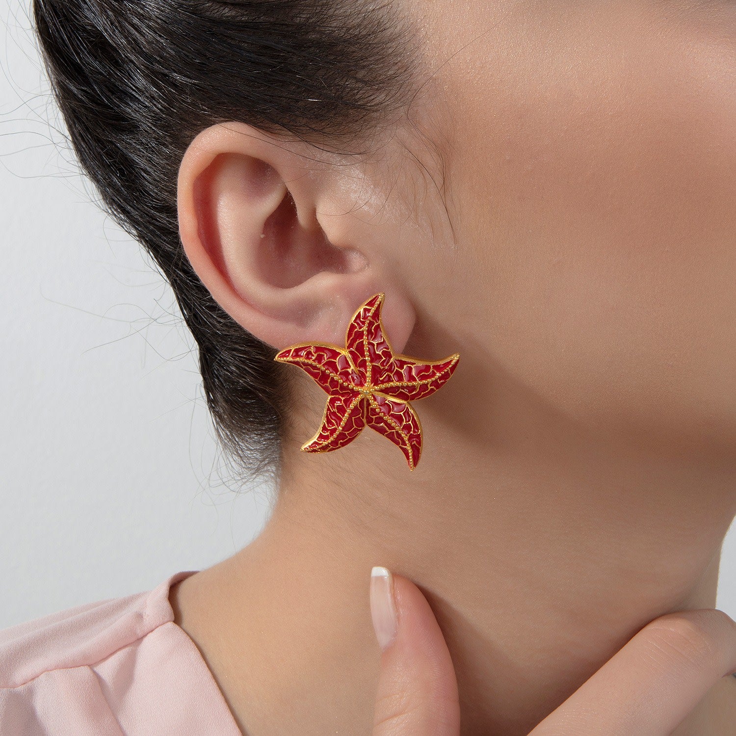 Red Starfish Earrings
