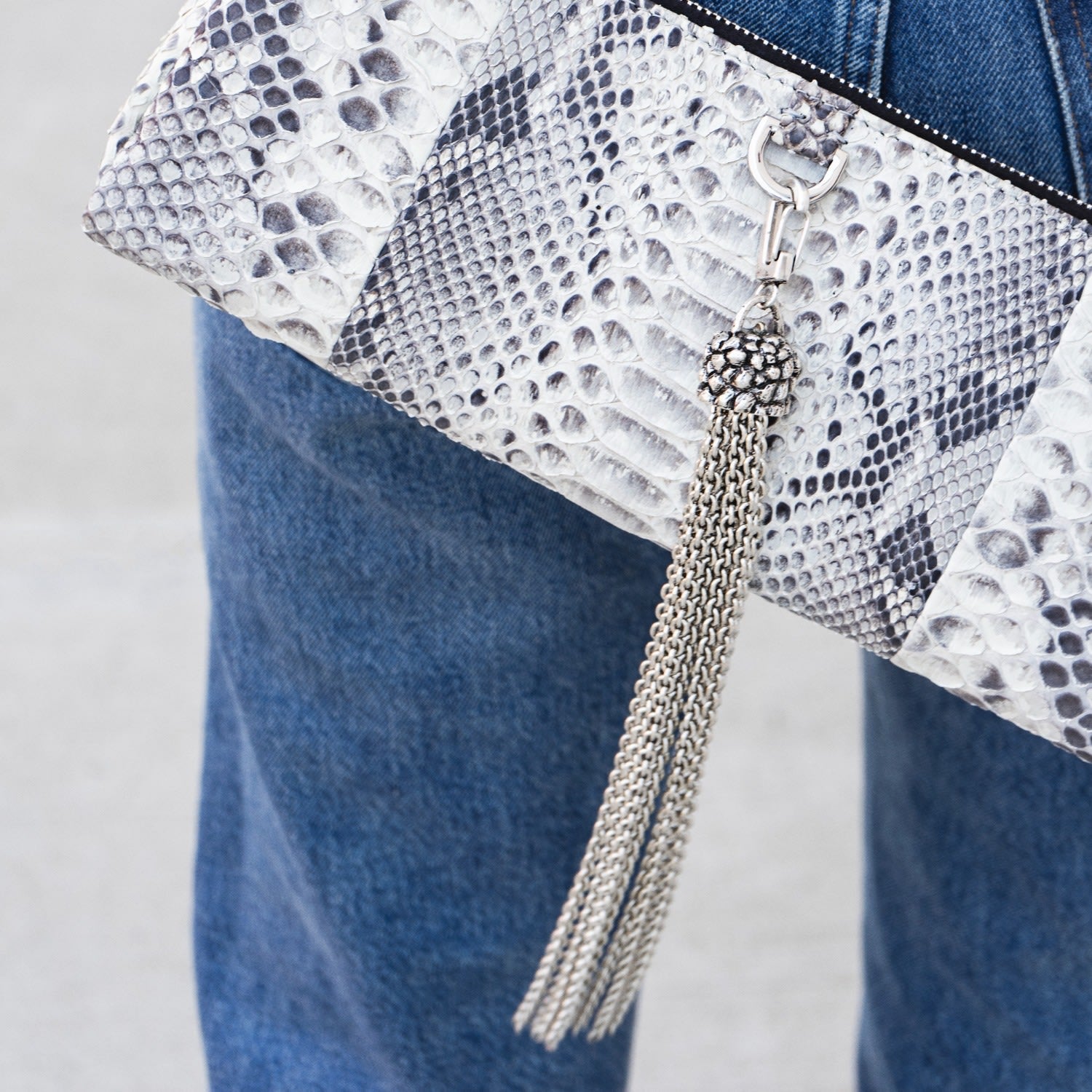 Large Silver Chain Tassel Clip-On Charm