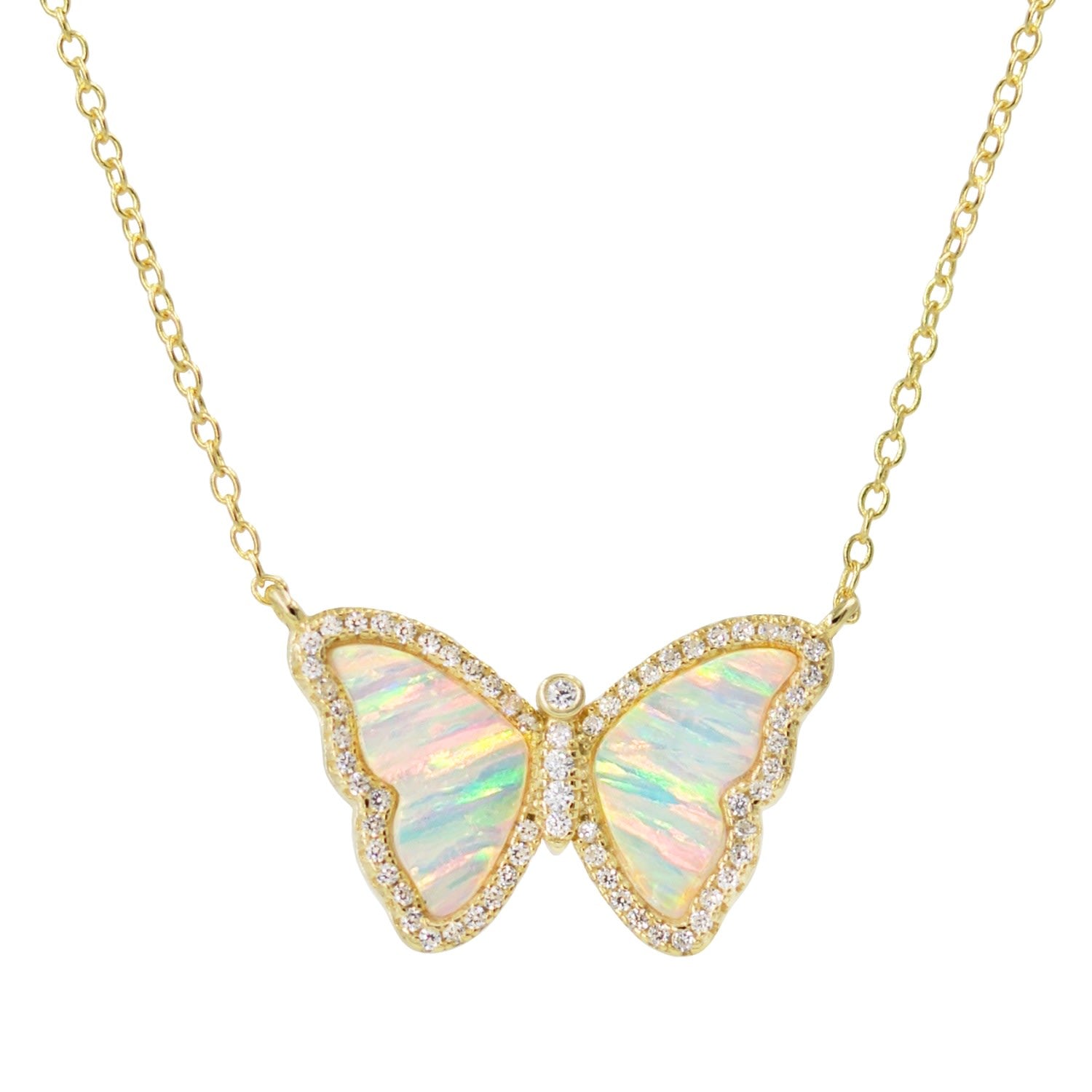 Opal Butterfly With Stripes White