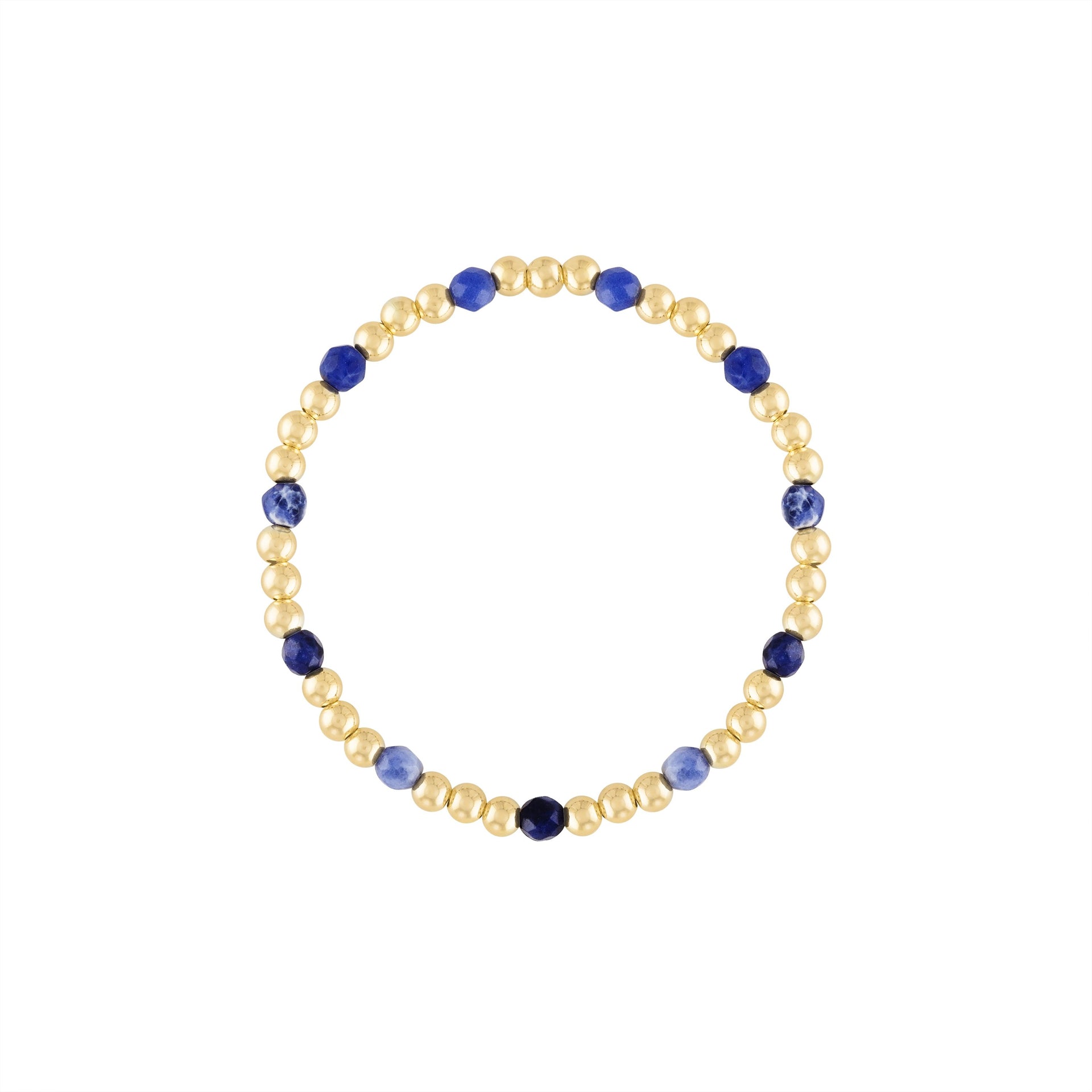 Blue Sodalite Gemstone Gold Bubble Bead Bracelet