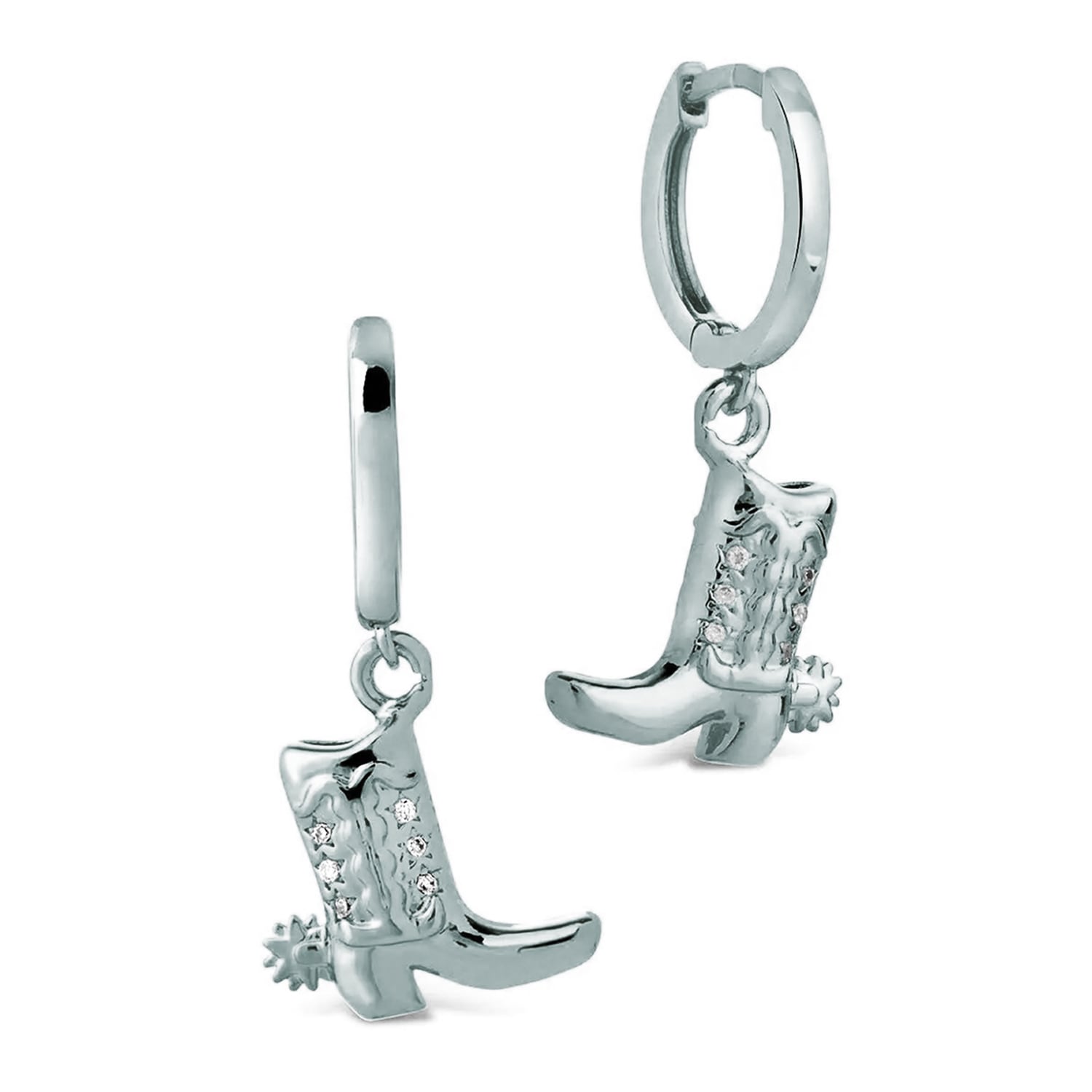 Jessie Cowboy Boot Sterling Silver Huggie Hoop Earring