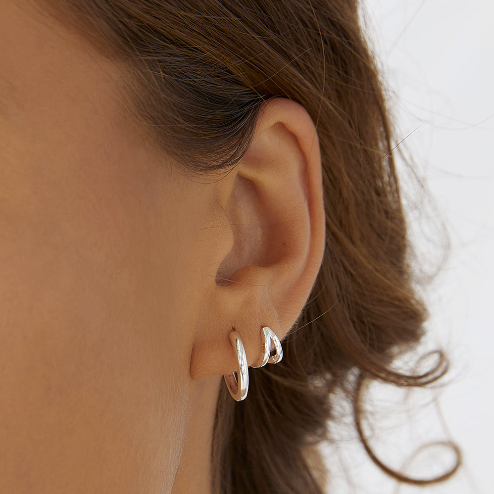 Jett Silver Hoop Earrings