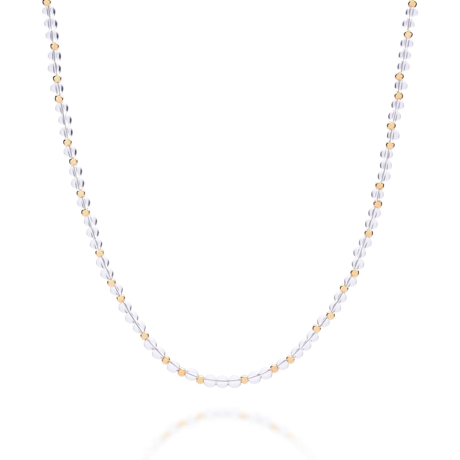 Jewel Bead April Birthstone Necklace Gold Plated Sterling Silver - Crystal