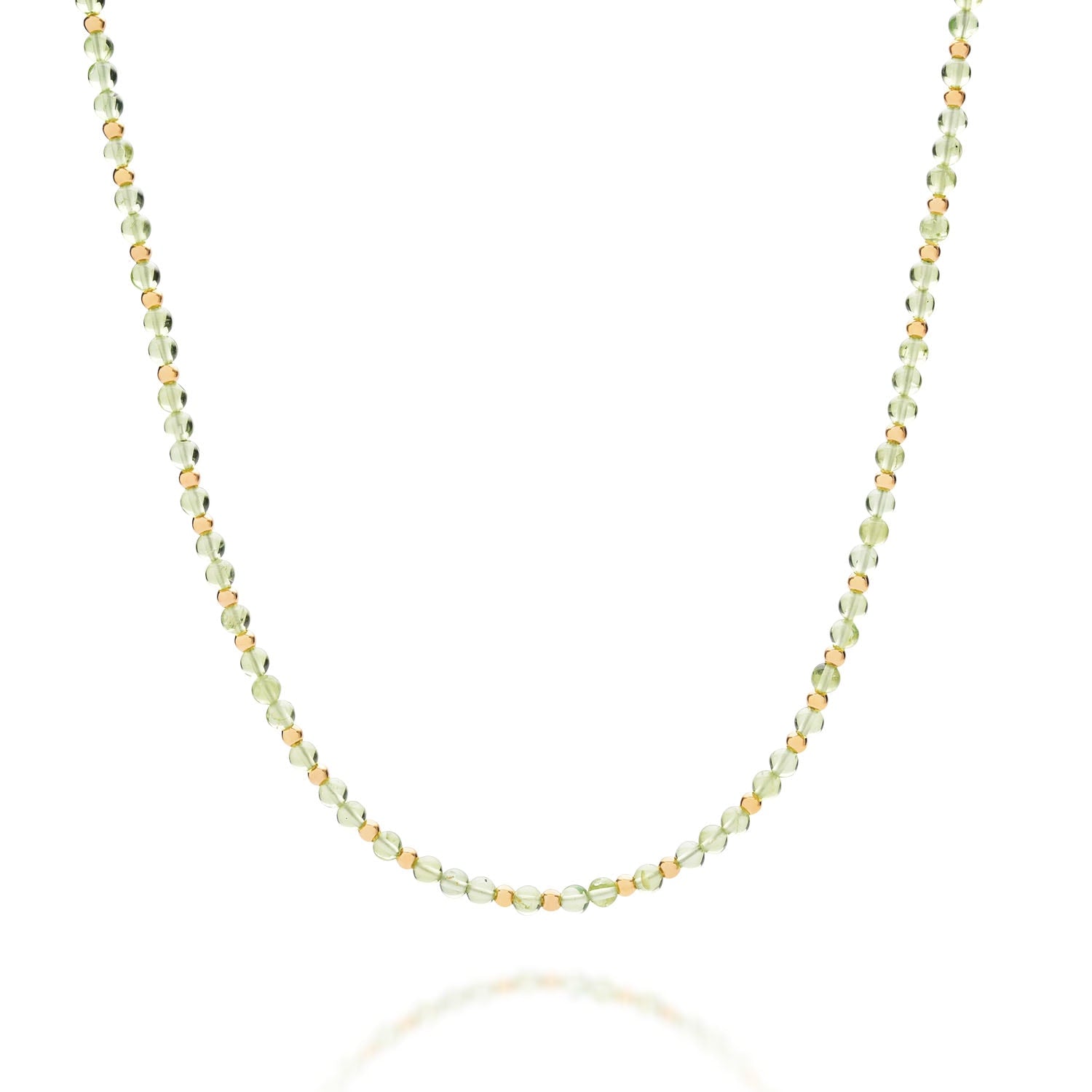 Jewel Bead August Birthstone Necklace Gold Plated Sterling Silver - Peridot
