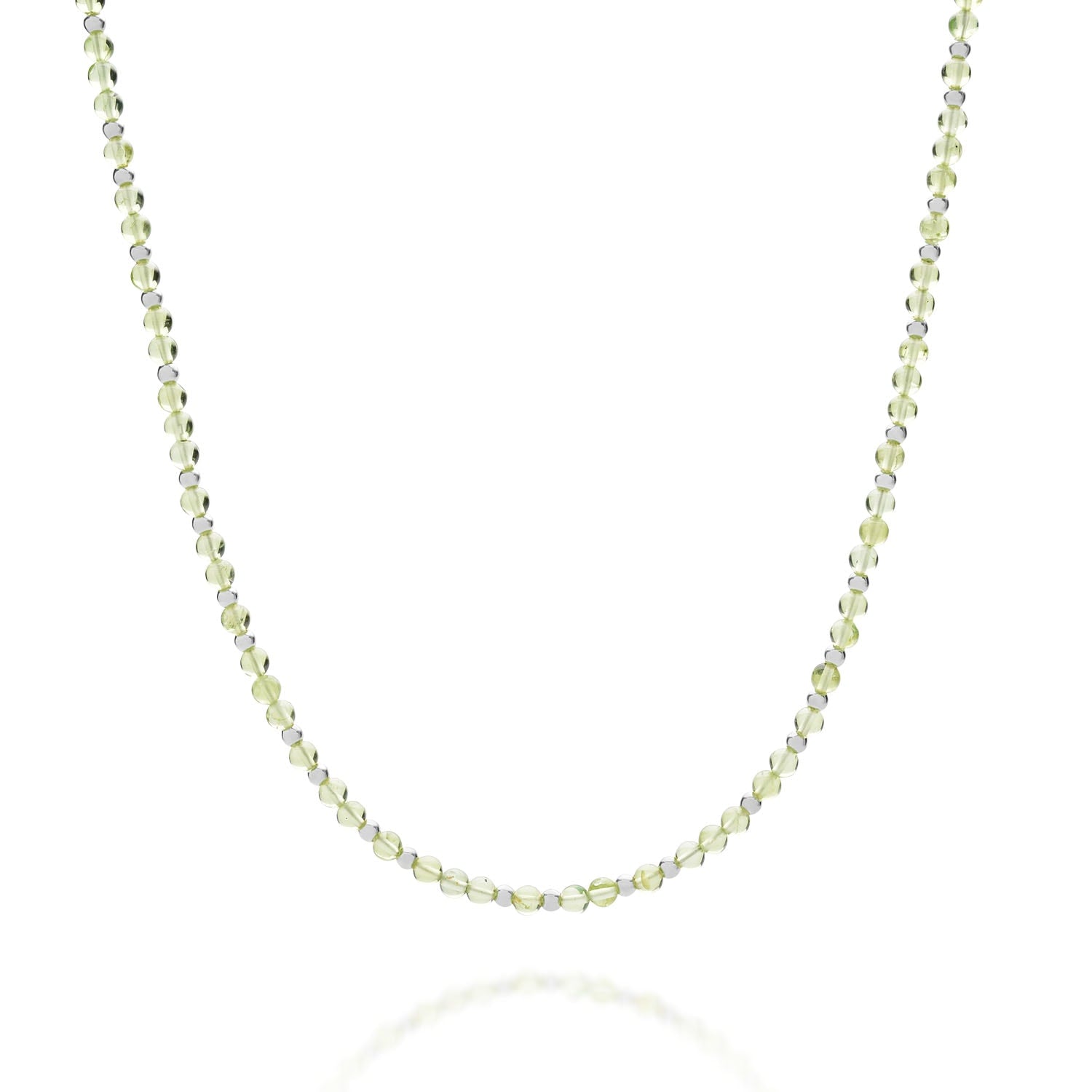 Jewel Bead August Birthstone Necklace Sterling Silver - Peridot