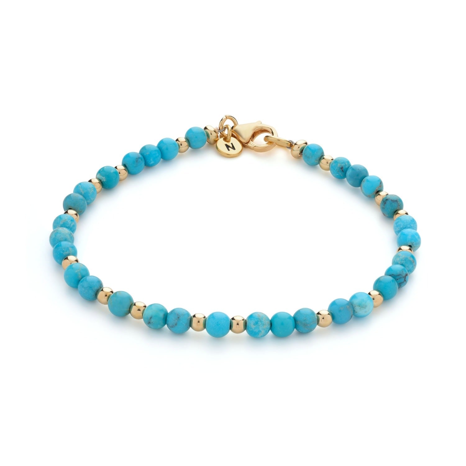 Jewel Bead December Birthstone Bracelet Gold Plated Sterling Silver - Turquoise