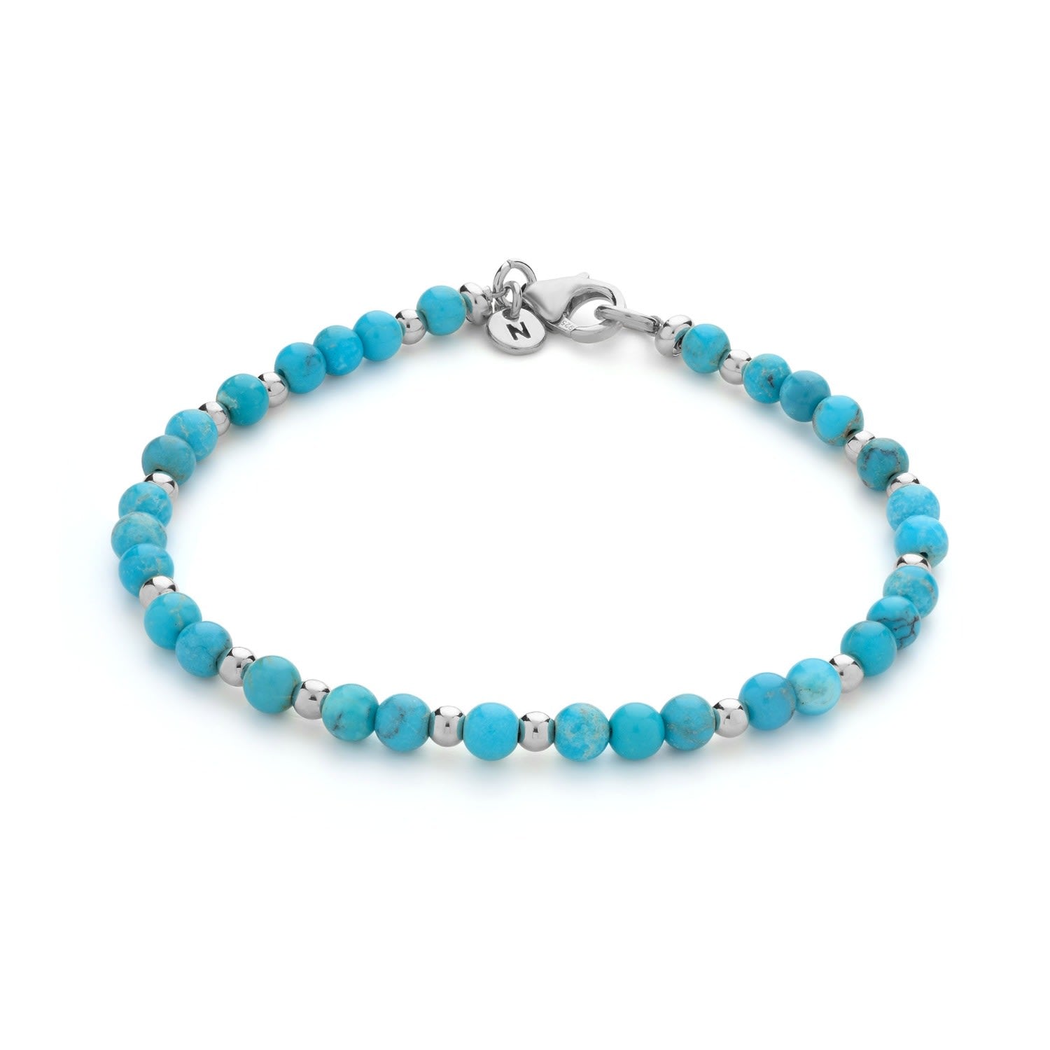 Jewel Bead December Birthstone Bracelet Sterling Silver - Turquoise