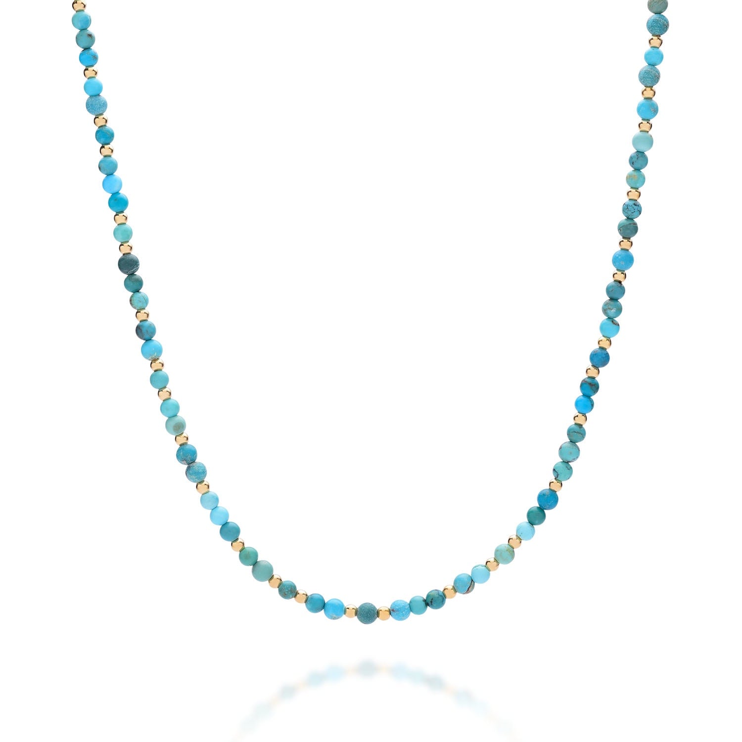 Jewel Bead December Birthstone Necklace Gold Plated Sterling Silver - Turquoise