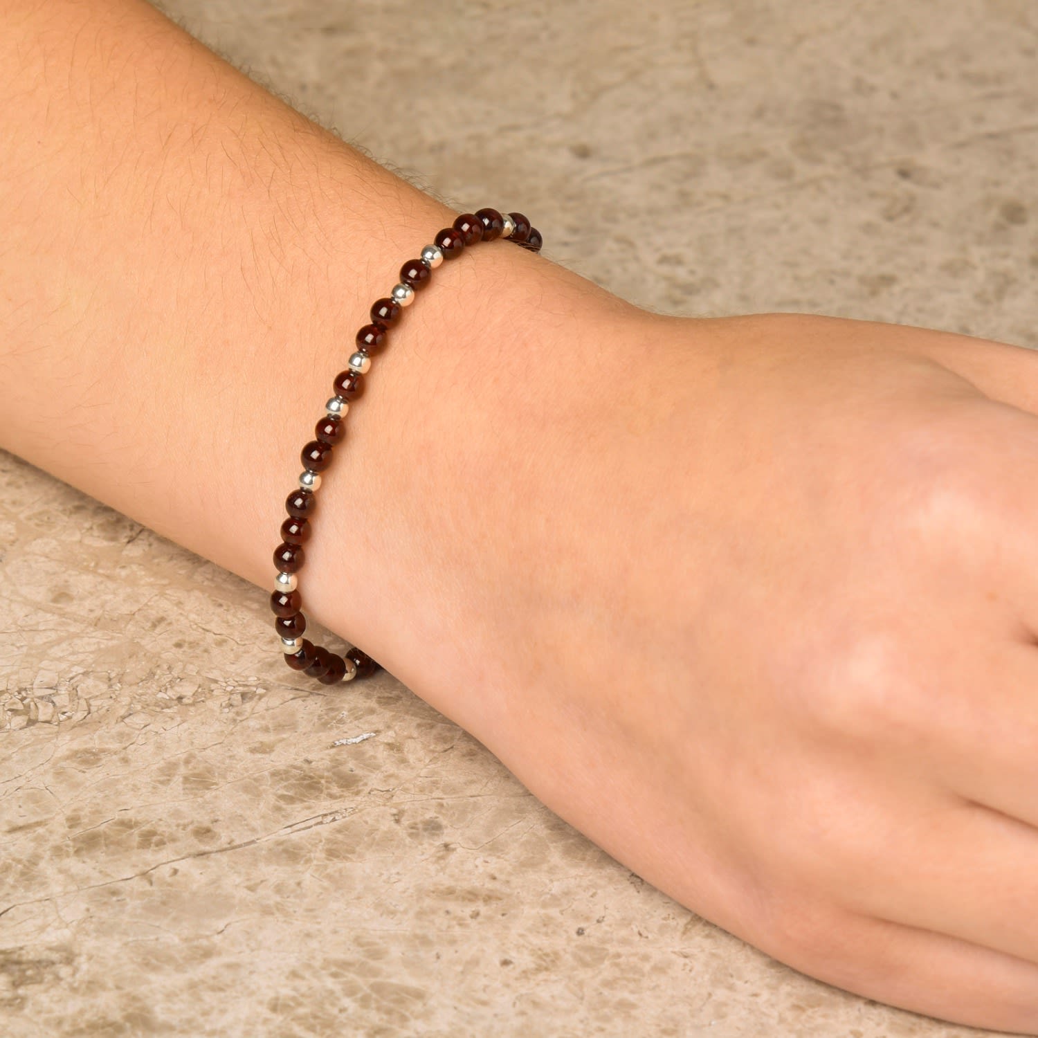 Jewel Bead February Birthstone Bracelet Sterling Silver - Amethyst