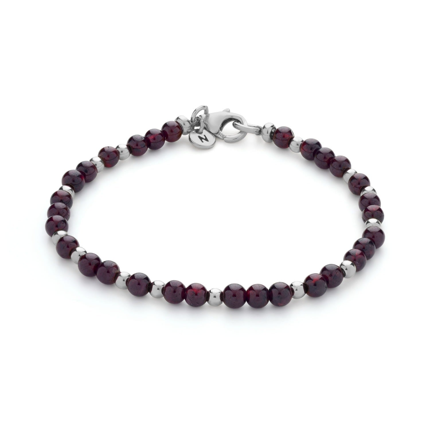 Jewel Bead January Birthstone Bracelet Sterling Silver - Garnet