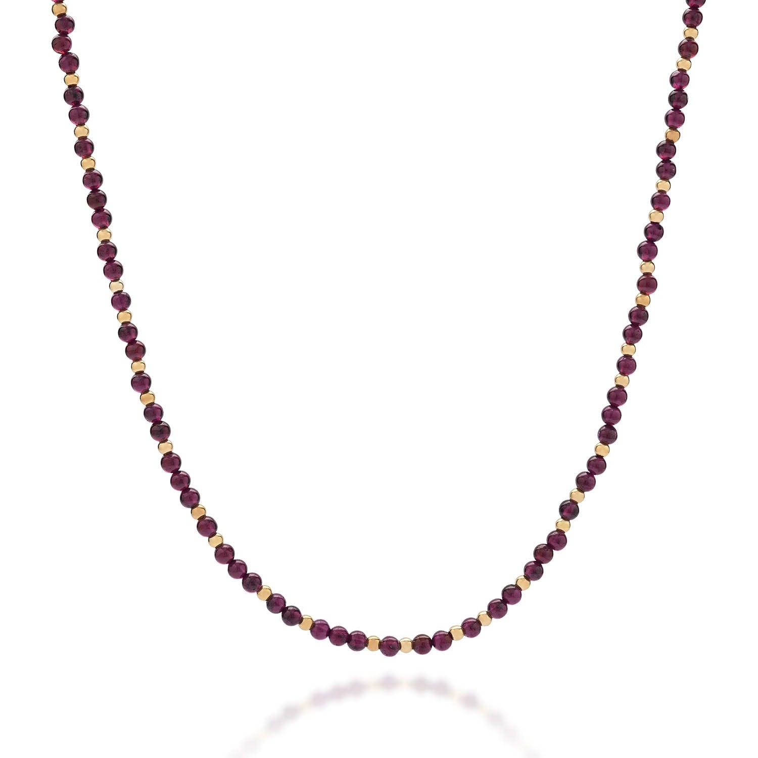 Jewel Bead January Birthstone Necklace Gold Plated Sterling Silver - Garnet