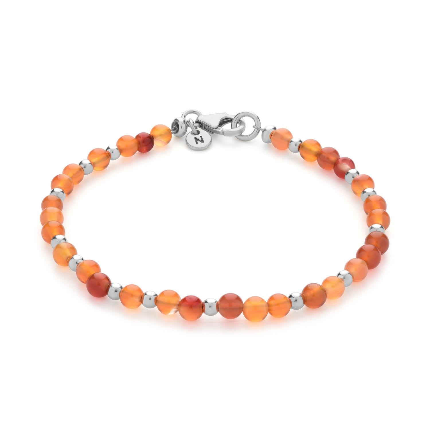 Jewel Bead July Birthstone Bracelet Sterling Silver - Carnelian