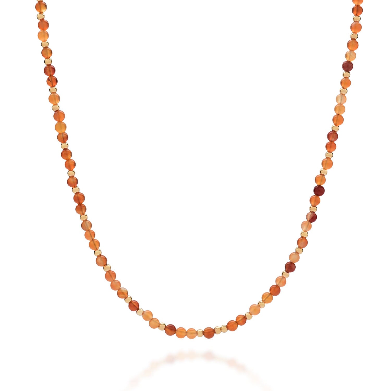 Jewel Bead July Birthstone Necklace Gold Plated Sterling Silver - Carnelian