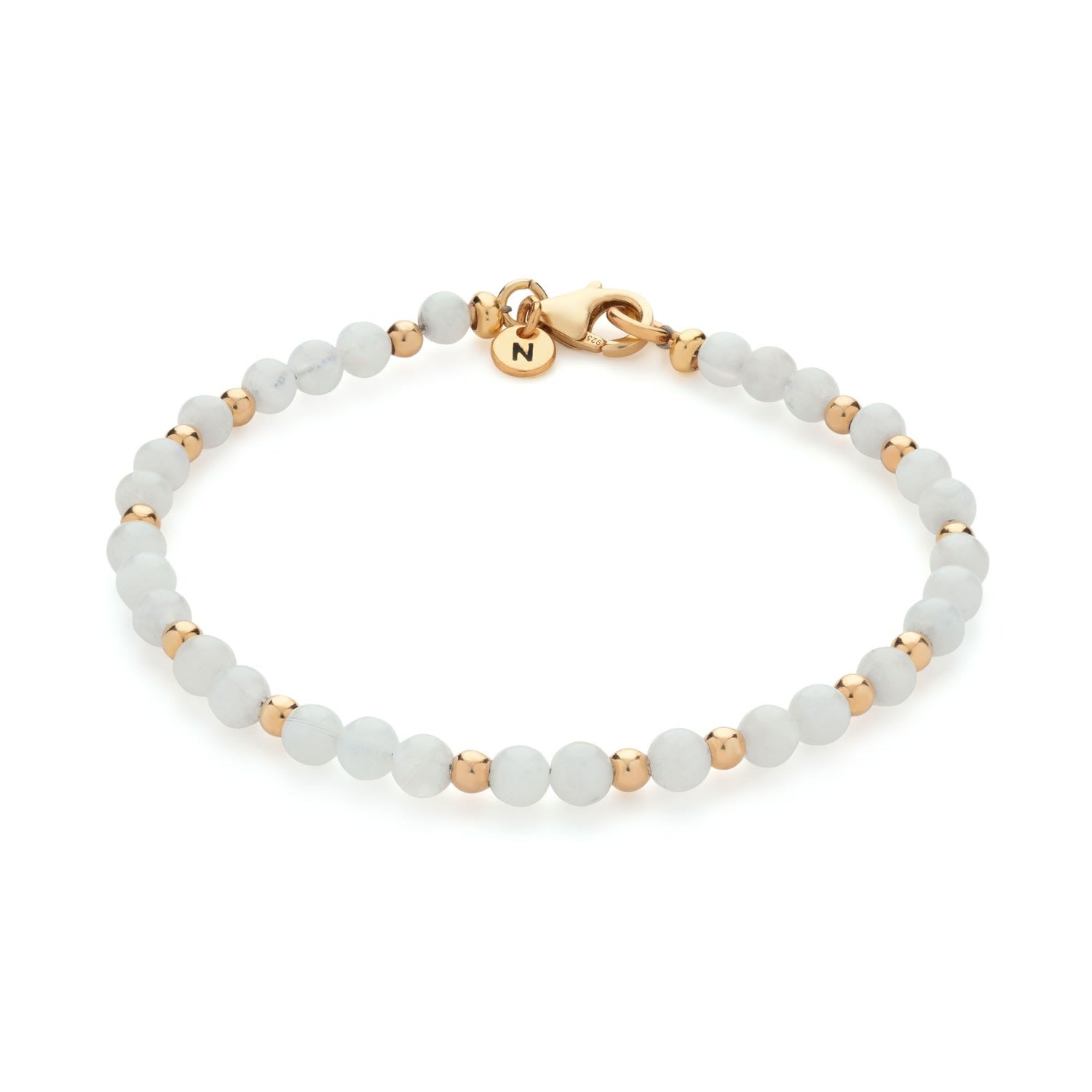 Jewel Bead June Birthstone Bracelet Gold Plated Sterling Silver - Rainbow Moonstone