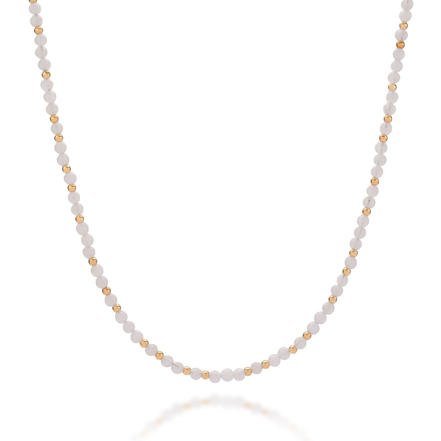 Jewel Bead June Birthstone Necklace Gold Plated Sterling Silver - Moonstone