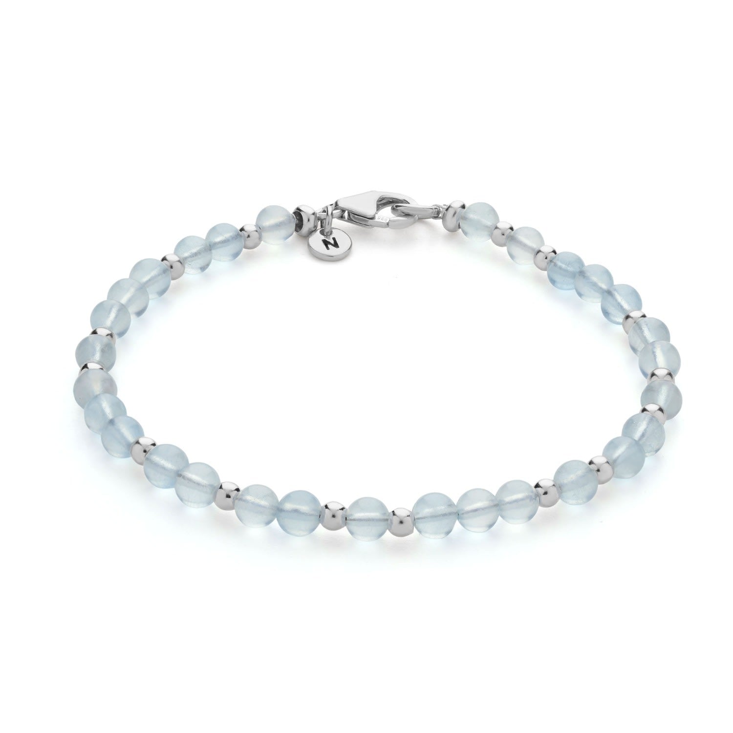Jewel Bead March Birthstone Bracelet Sterling Silver - Aquamarine