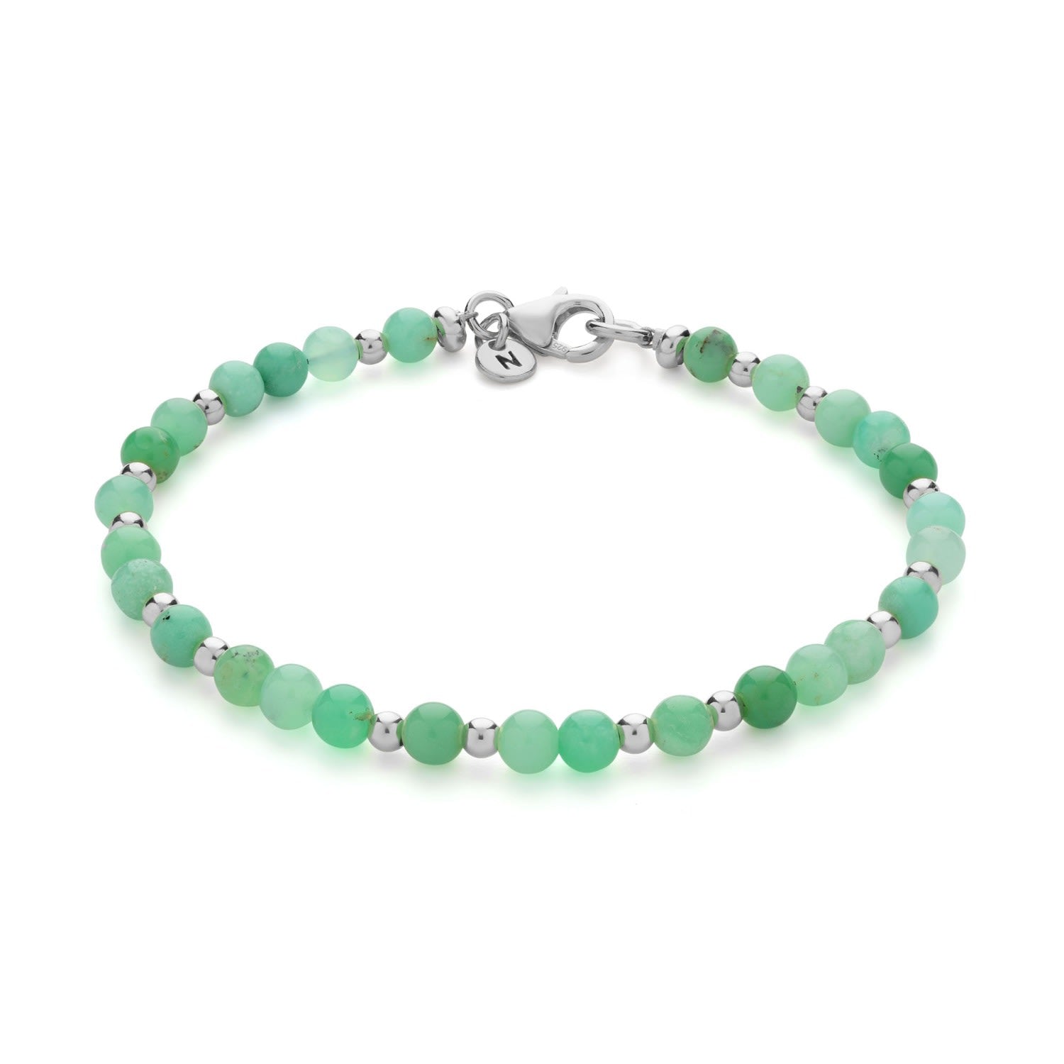 Jewel Bead May Birthstone Bracelet Sterling Silver - Chrysoprase