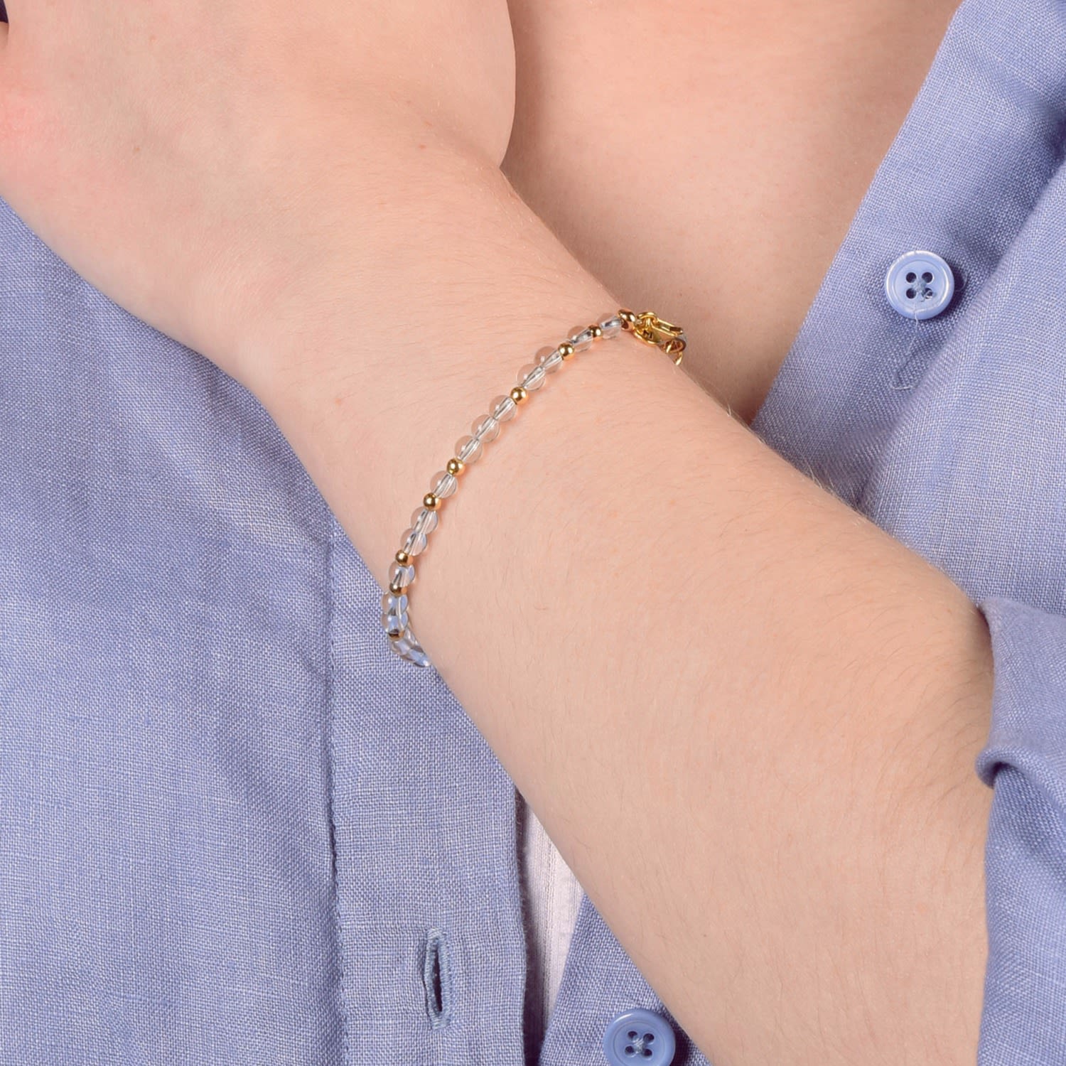 Jewel Bead November Birthstone Bracelet Gold Plated Sterling Silver - Citrine