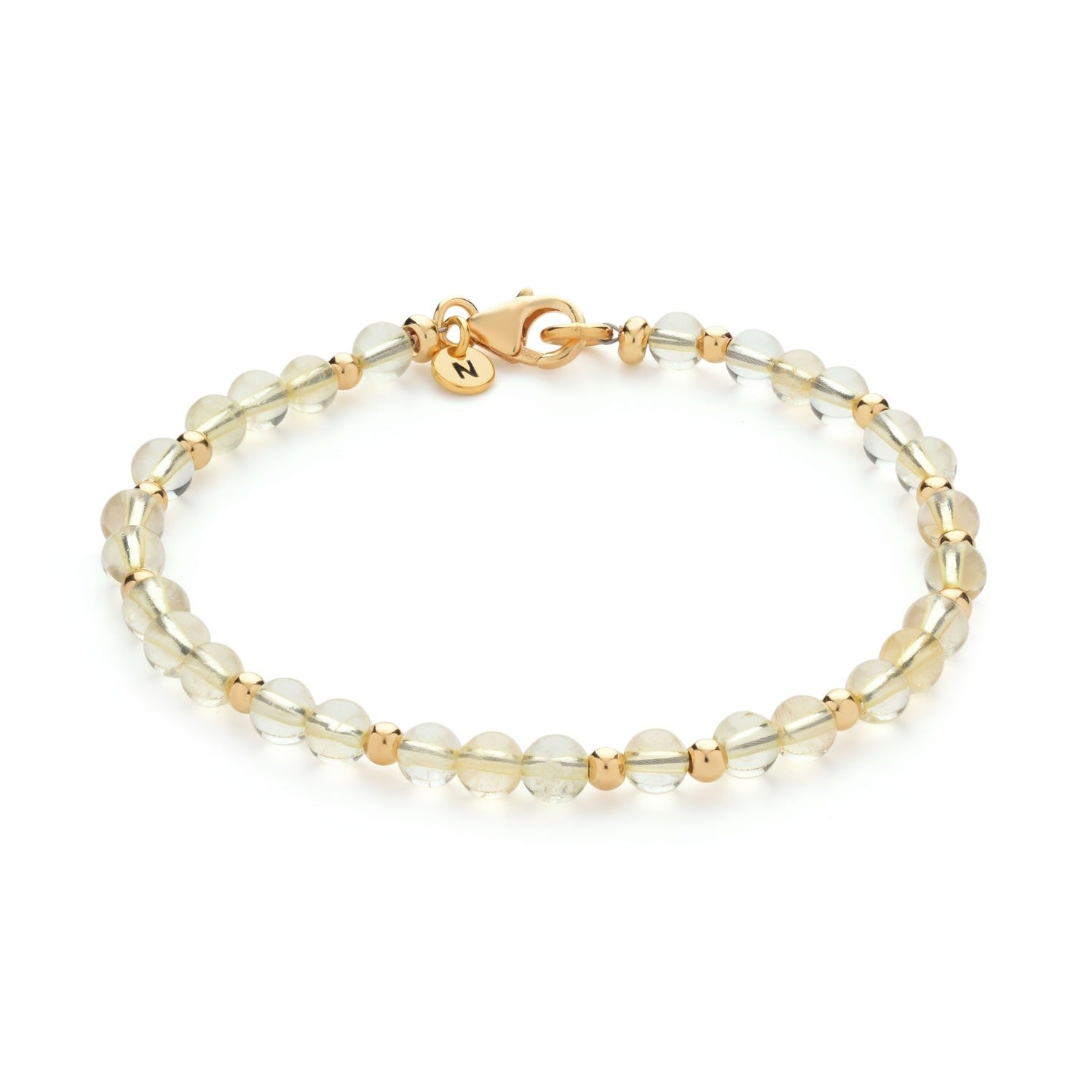 Jewel Bead November Birthstone Bracelet Gold Plated Sterling Silver - Citrine