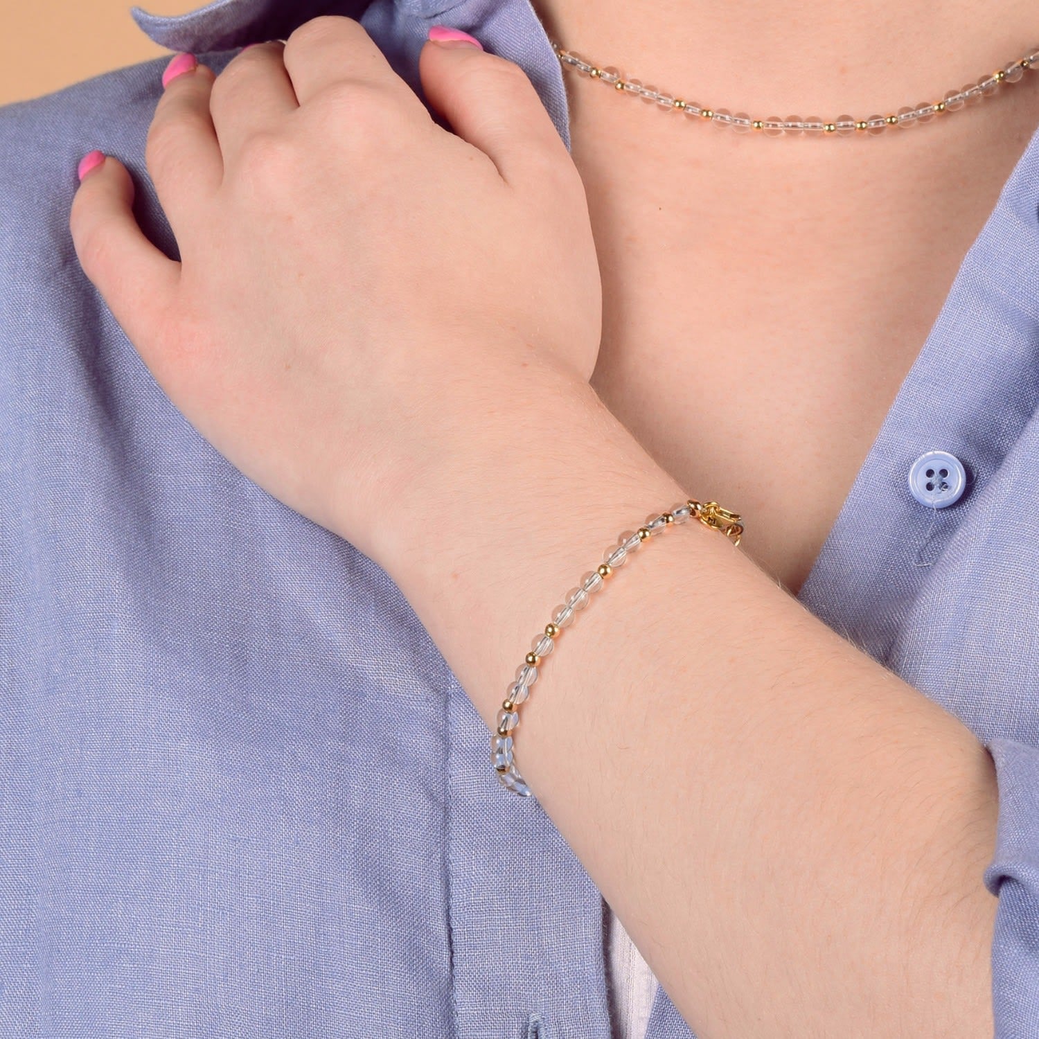 Jewel Bead November Birthstone Bracelet Sterling Silver - Citrine