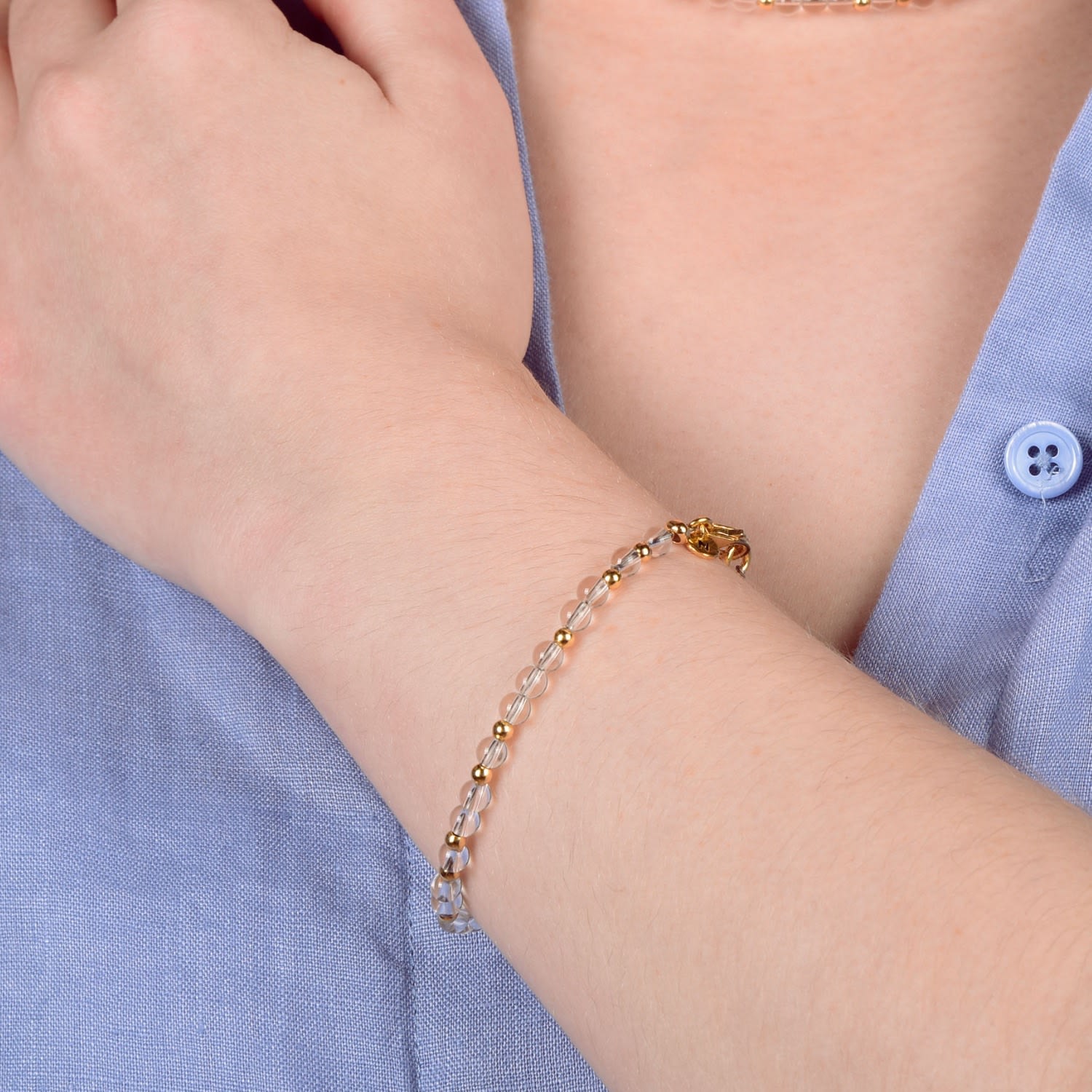 Jewel Bead October Birthstone Bracelet Sterling Silver - Pink Opal