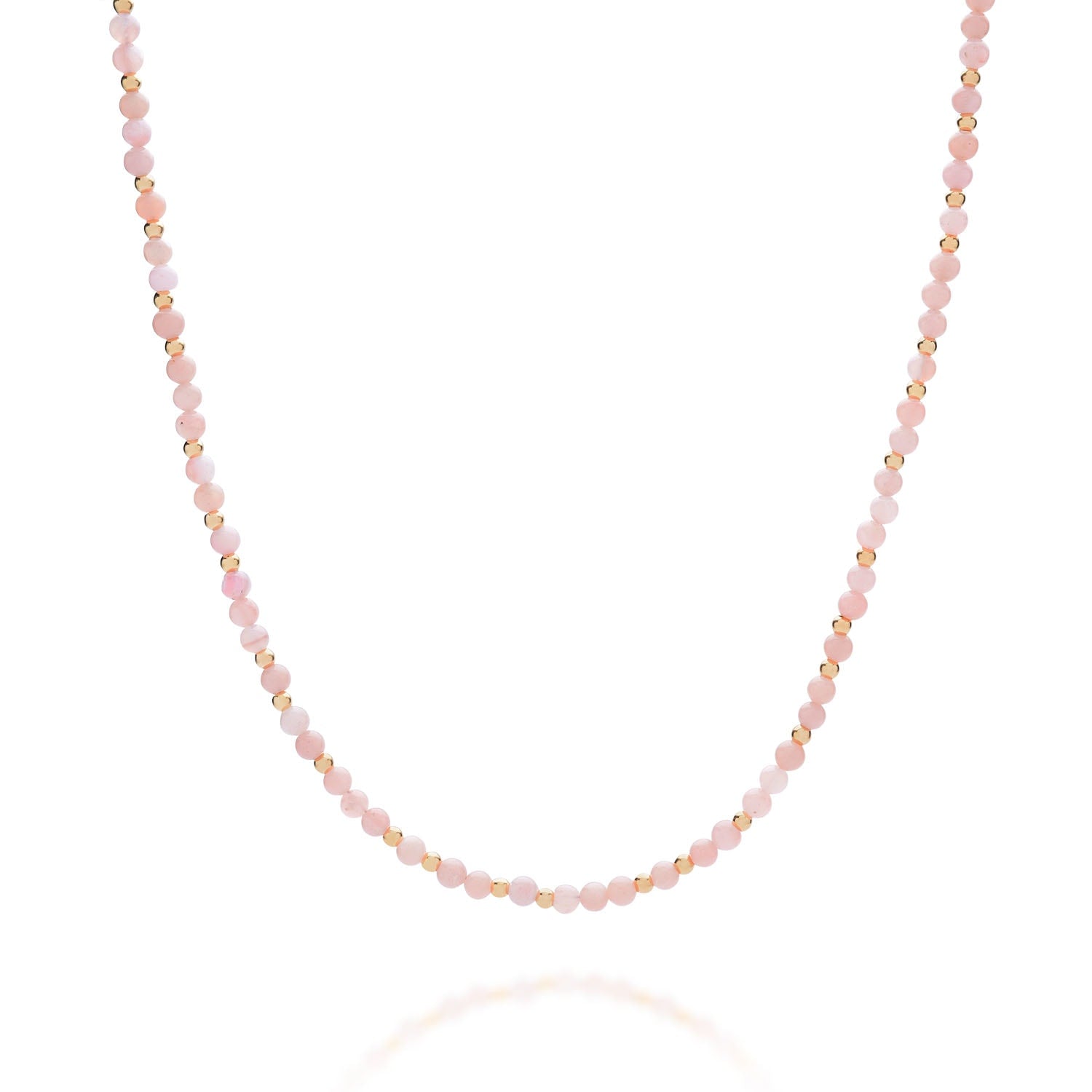 Jewel Bead October Birthstone Necklace Gold Plated Sterling Silver - Pink Opal