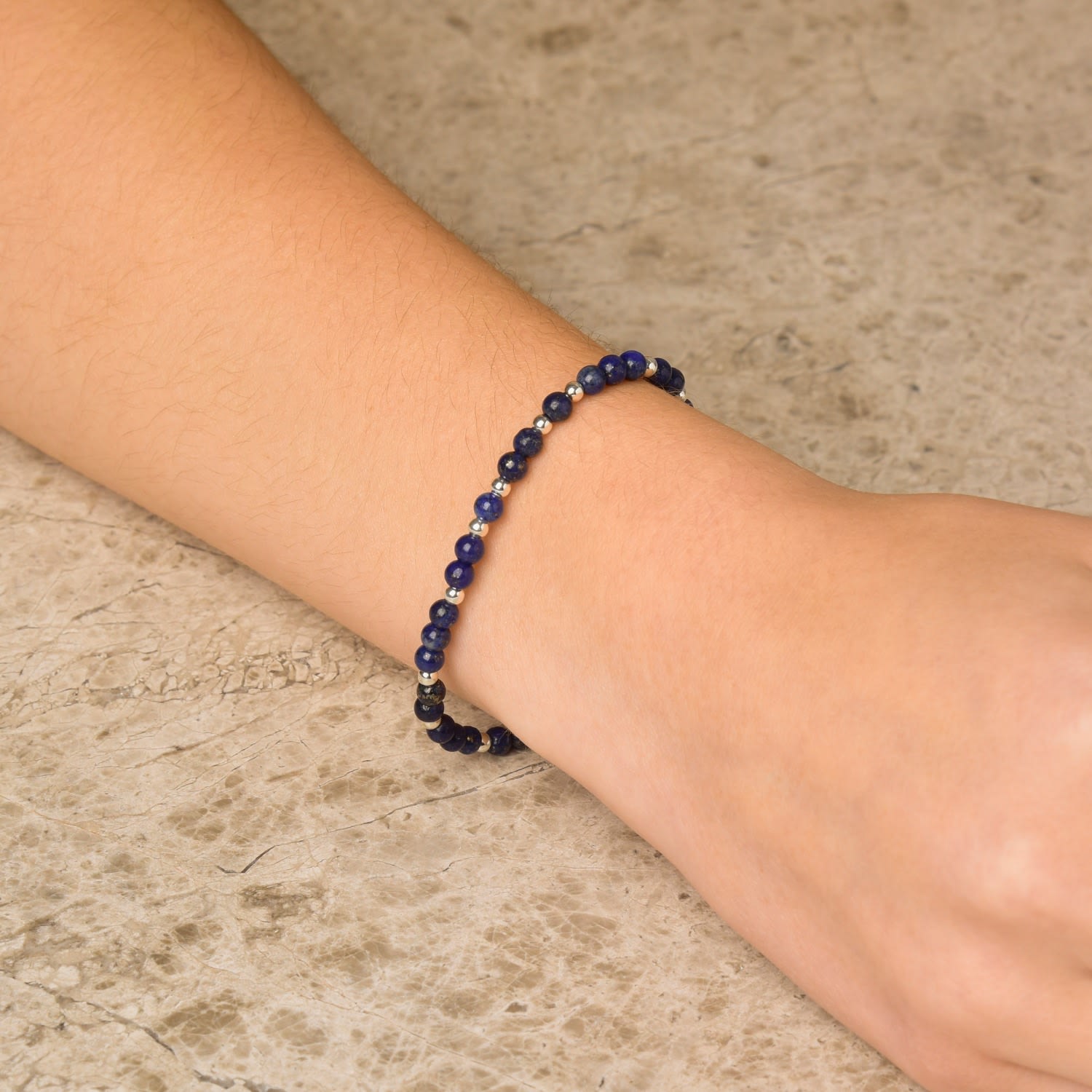 Jewel Bead September Birthstone Bracelet Sterling Silver - Lapis