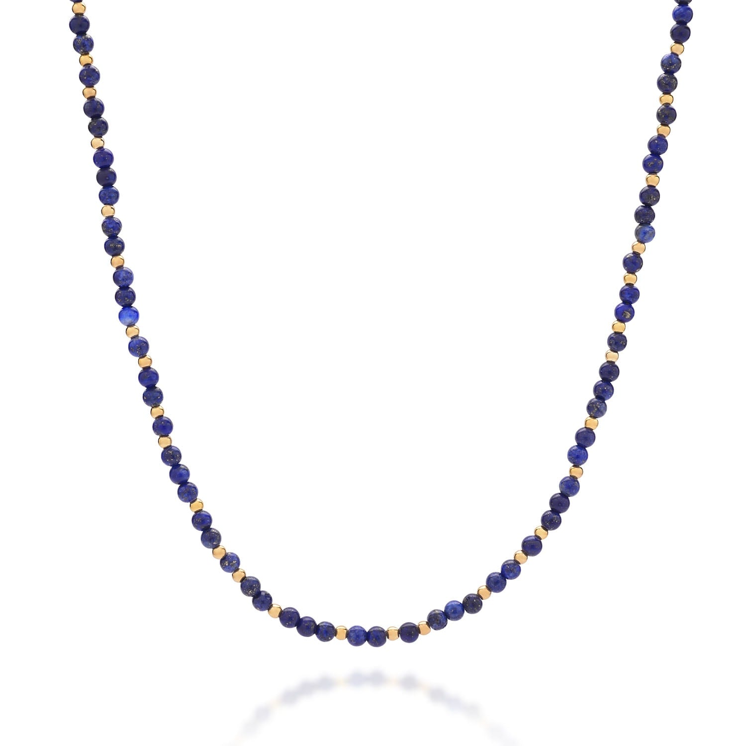 Jewel Bead September Birthstone Necklace Gold Plated Sterling Silver - Lapis