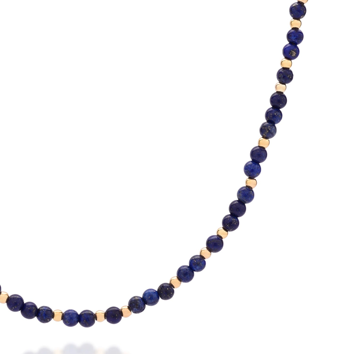Jewel Bead September Birthstone Necklace Gold Plated Sterling Silver - Lapis