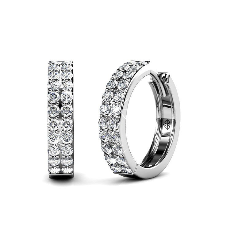 Alice 18k White Gold Plated 17mm Hoop Earrings with Swarovski Crystals