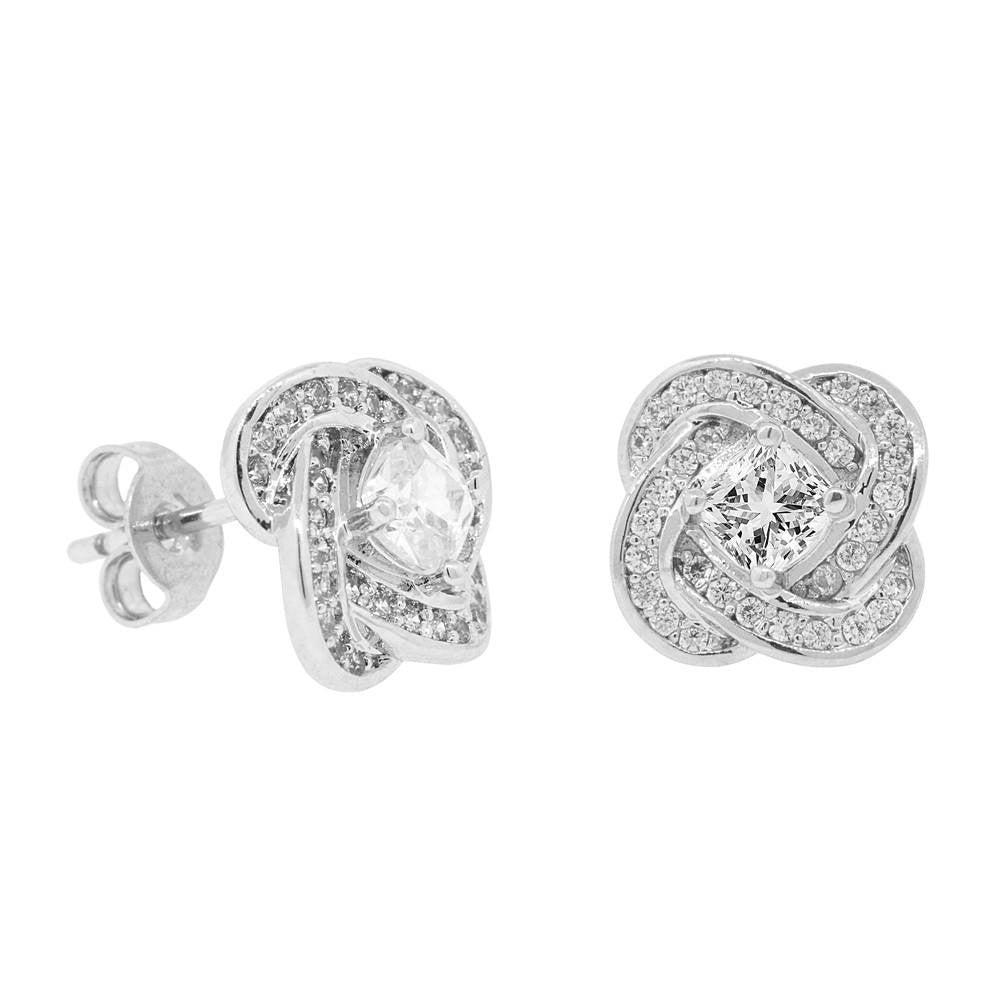Stella 18k White Gold Plated Stud Earrings with Simulated Diamond Crystals