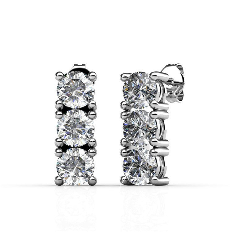 Eliana 18k White Gold Plated Stud Earrings with Swarovski Crystals