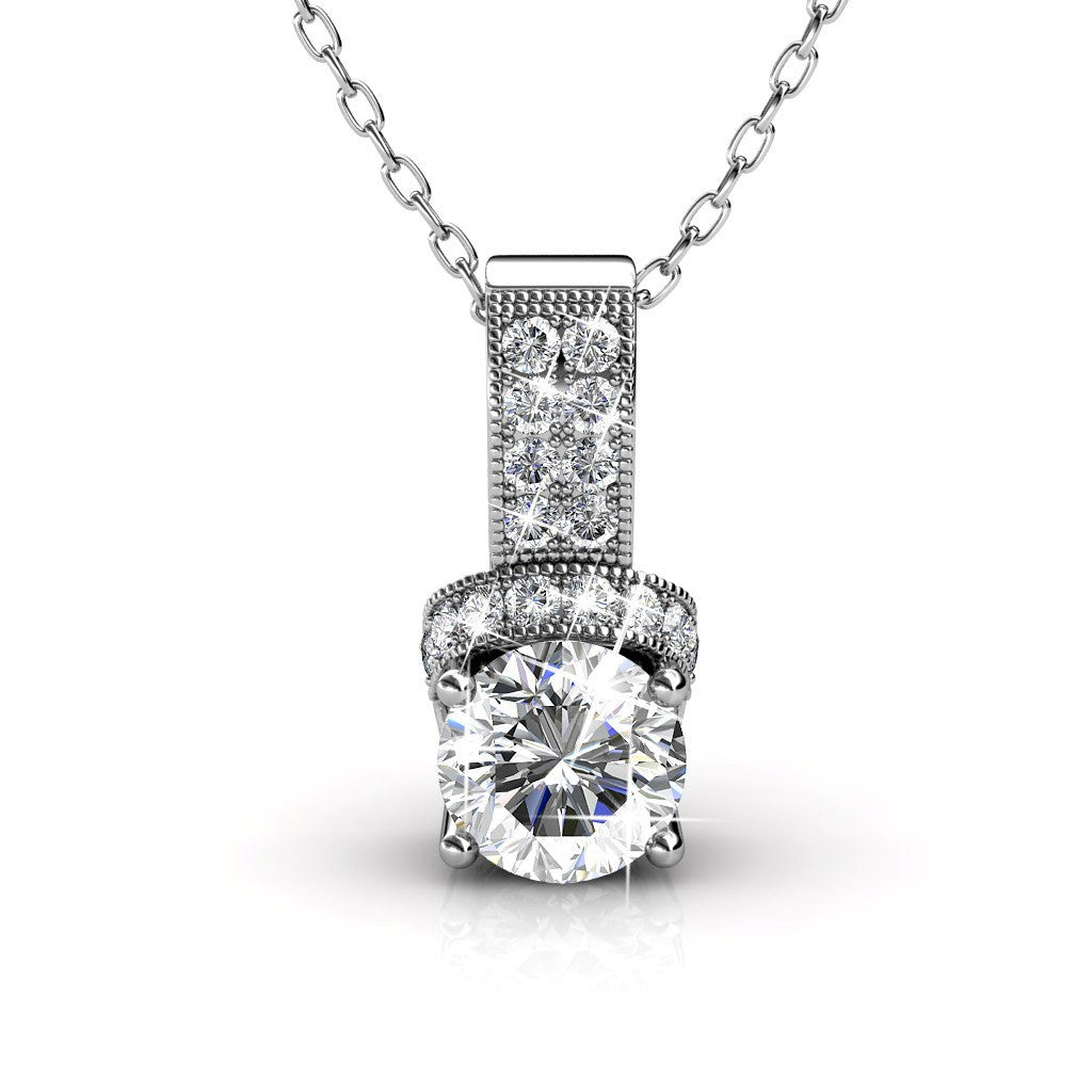 Laya 18k White Gold Plated Pendant Necklace with Swarovski Crystals