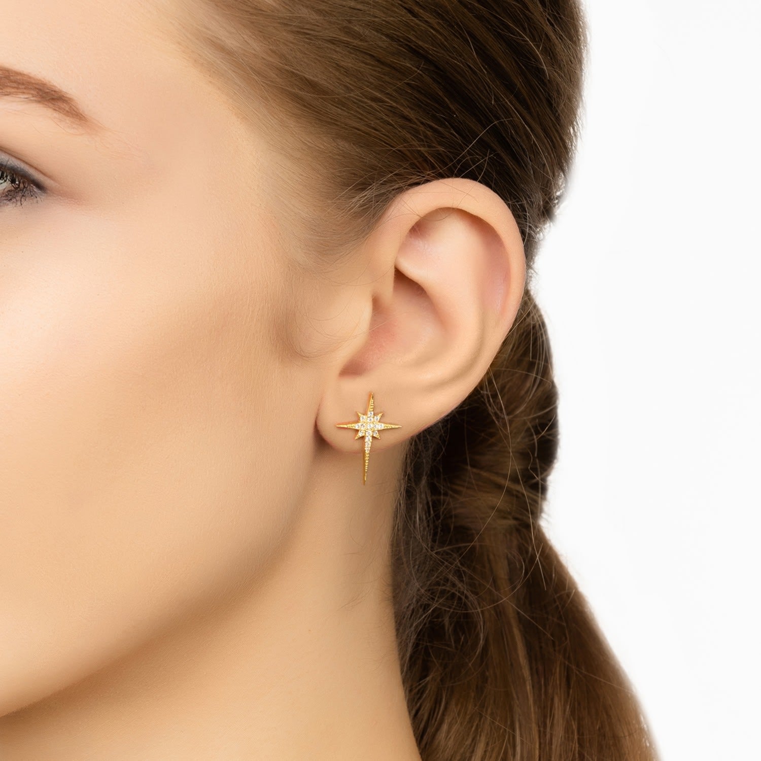 North Star Small Stud Earrings Gold