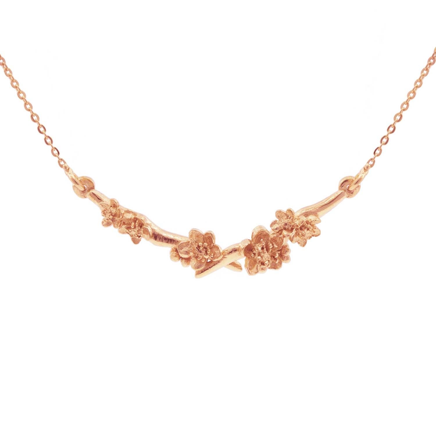 Cherry Blossom Branch Necklace – Rose Gold